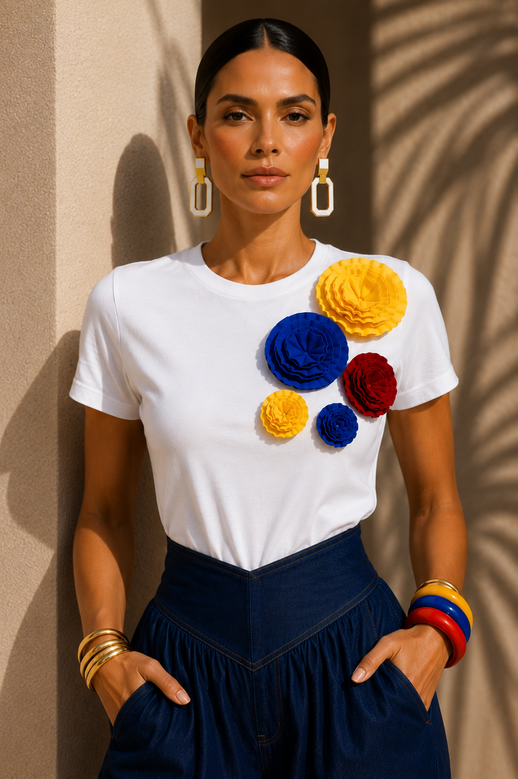 Camiseta Colombia Florece blanca