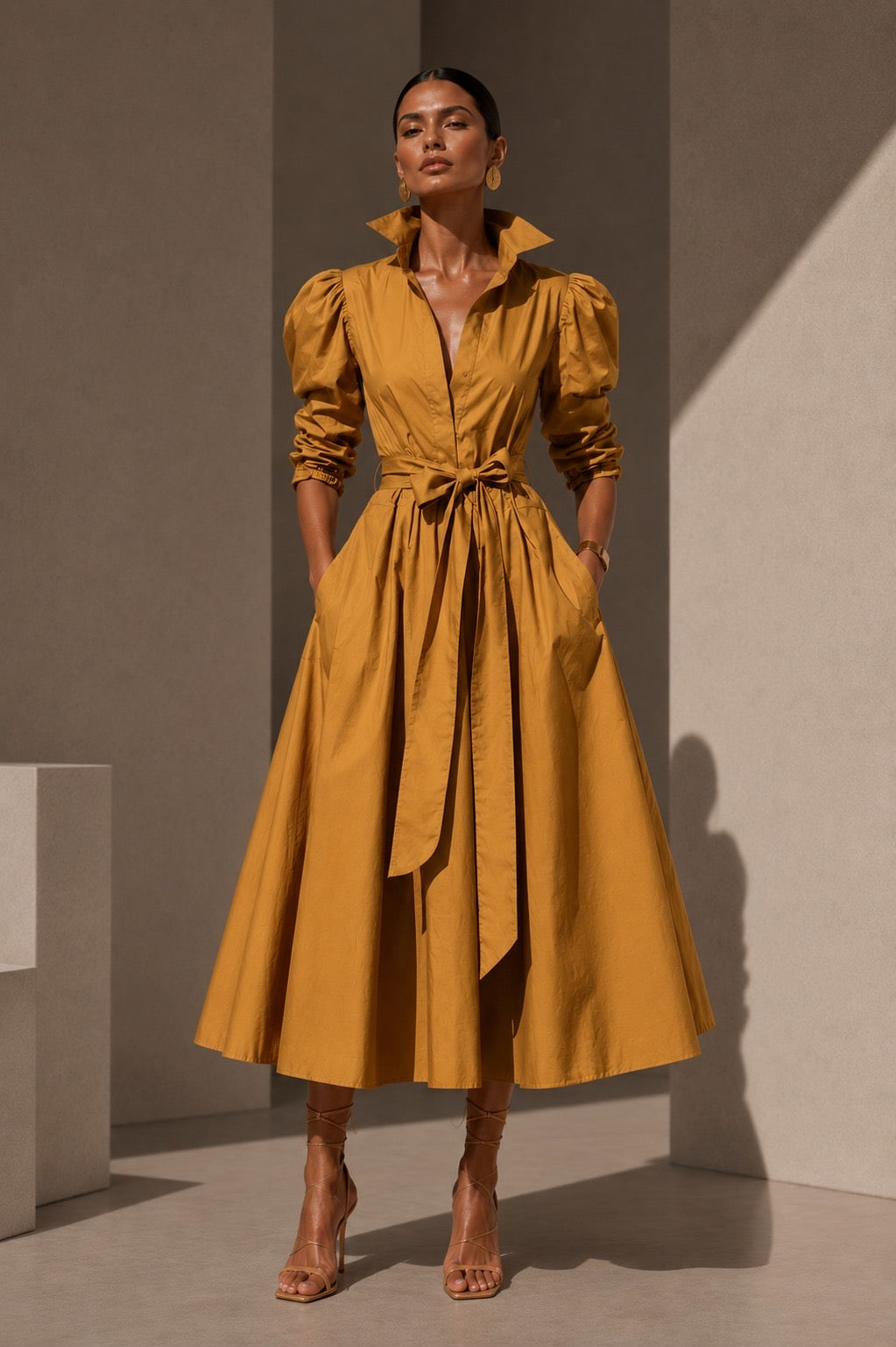 Vestido Miranda I mostaza