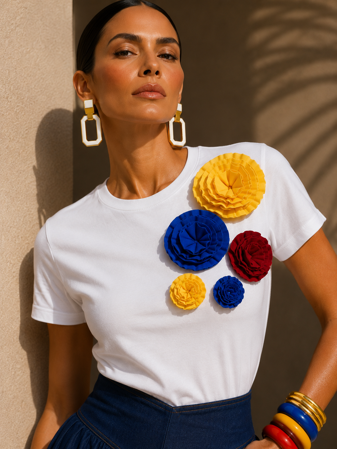 Camiseta Colombia Florece blanca
