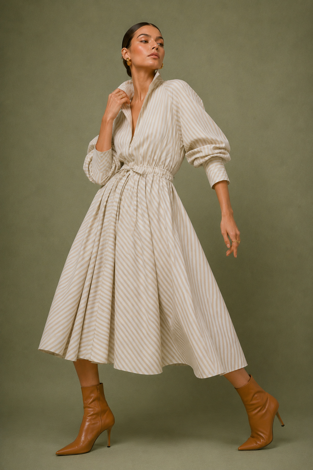 Vestido Limonar rayas camel