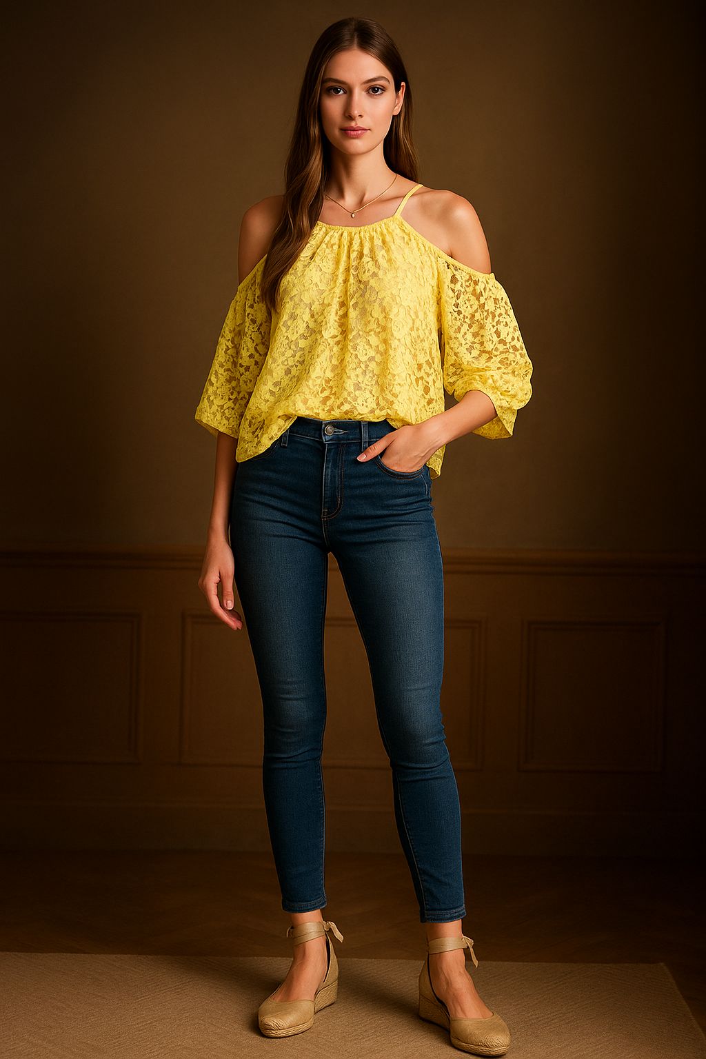 Blusa Bingo Encaje Amarillo