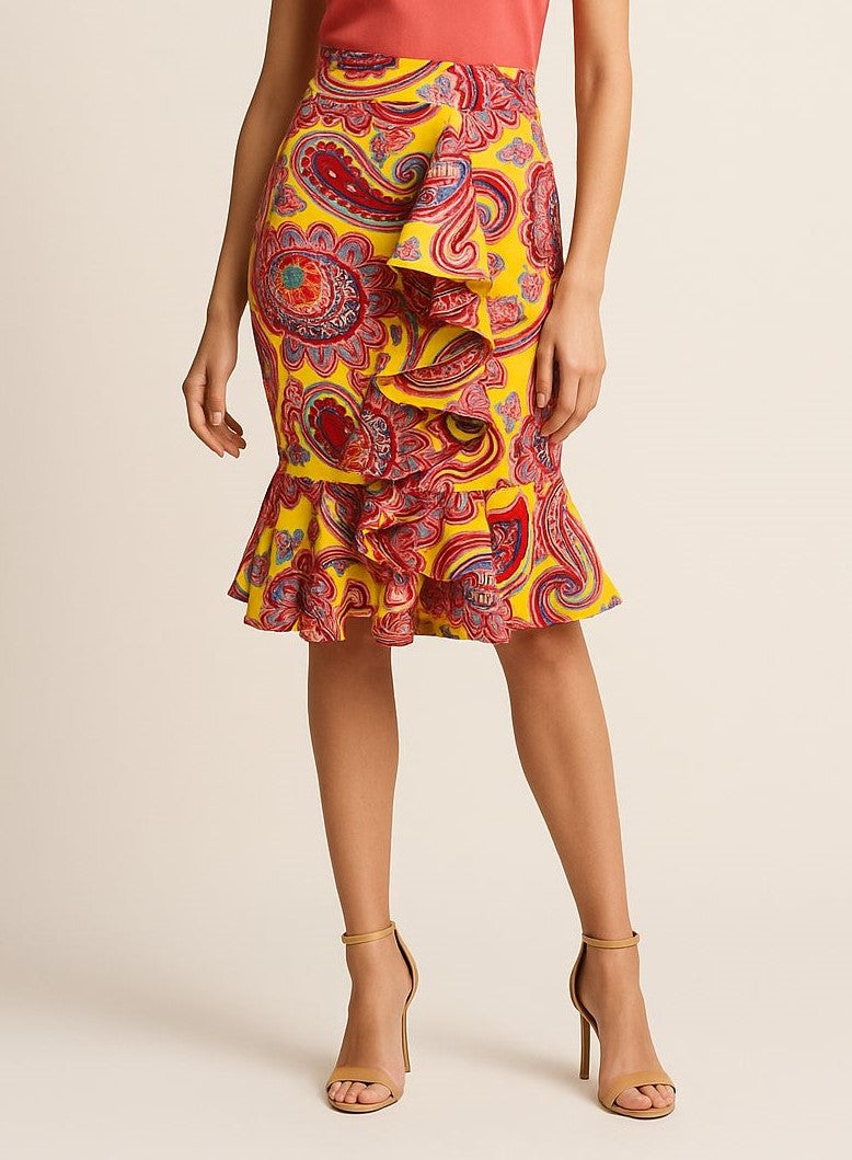 Falda Checa Flores Fucsia