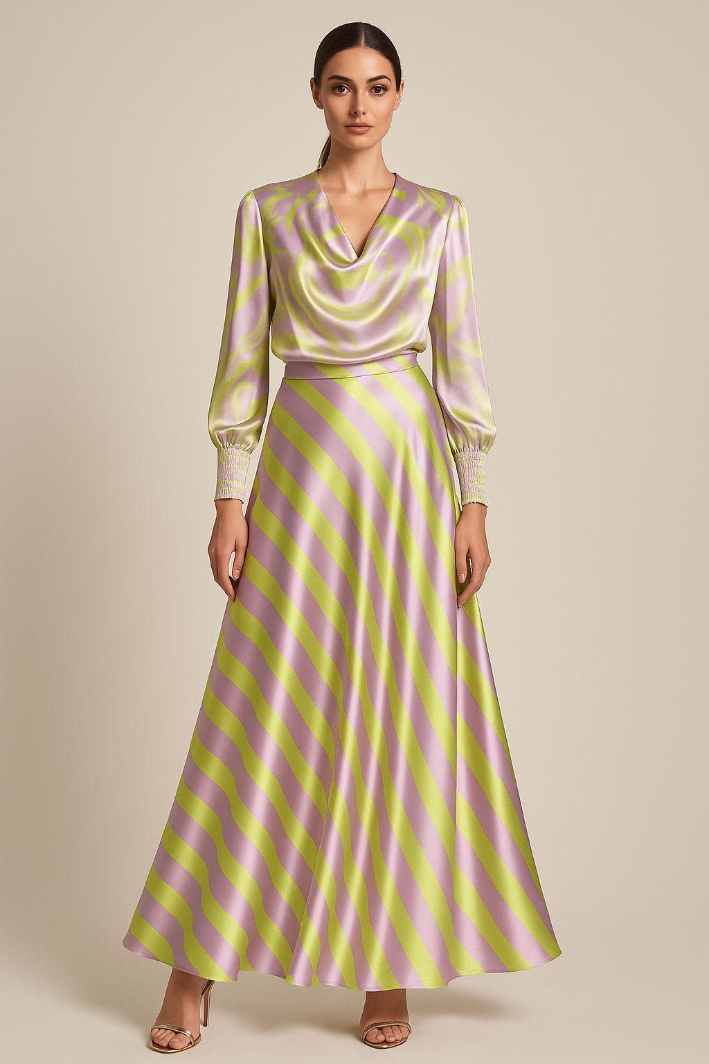 Falda Celebes Rayas Amarillo + Lila