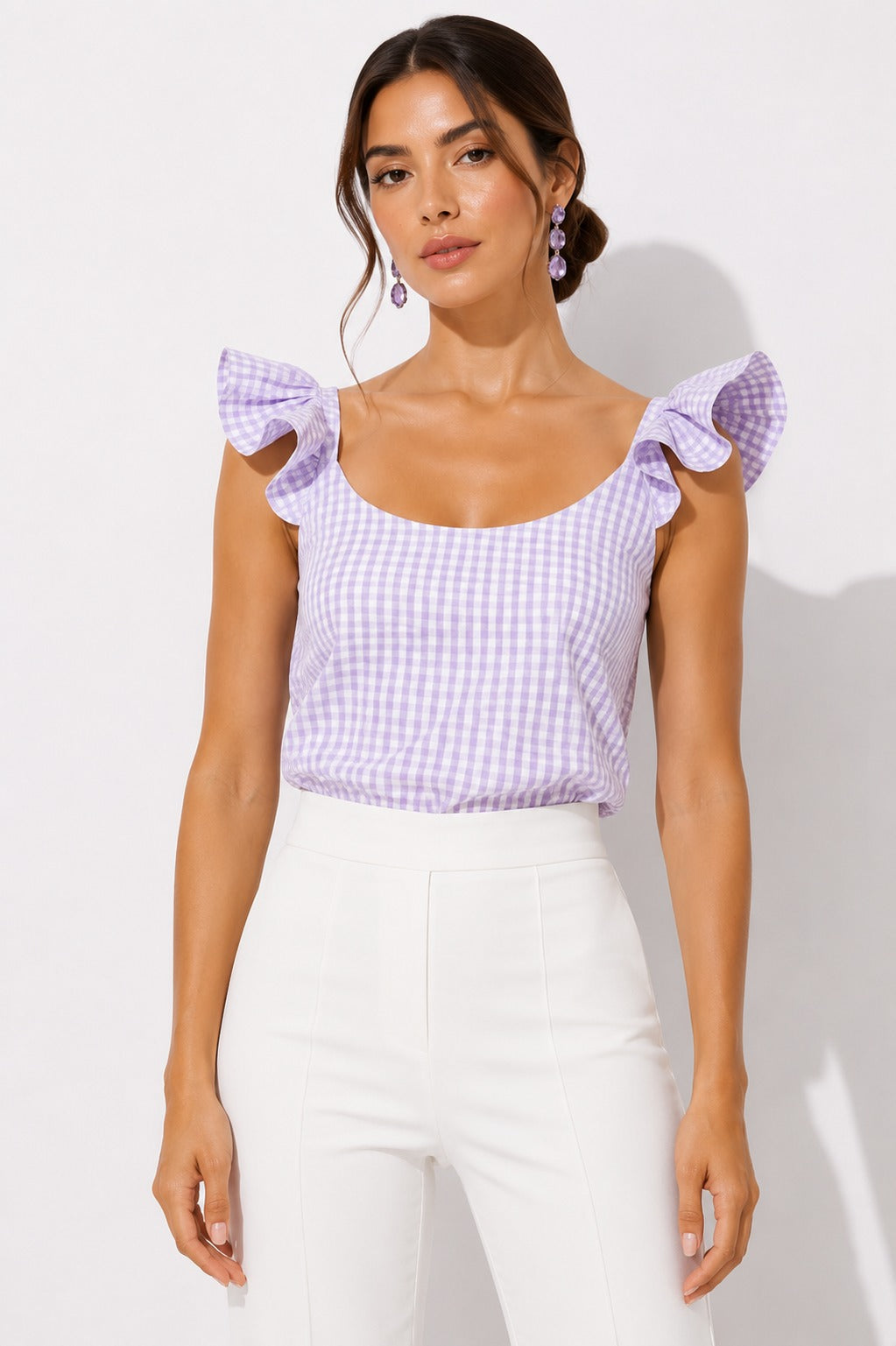 Blusa Coral Cuadros lila