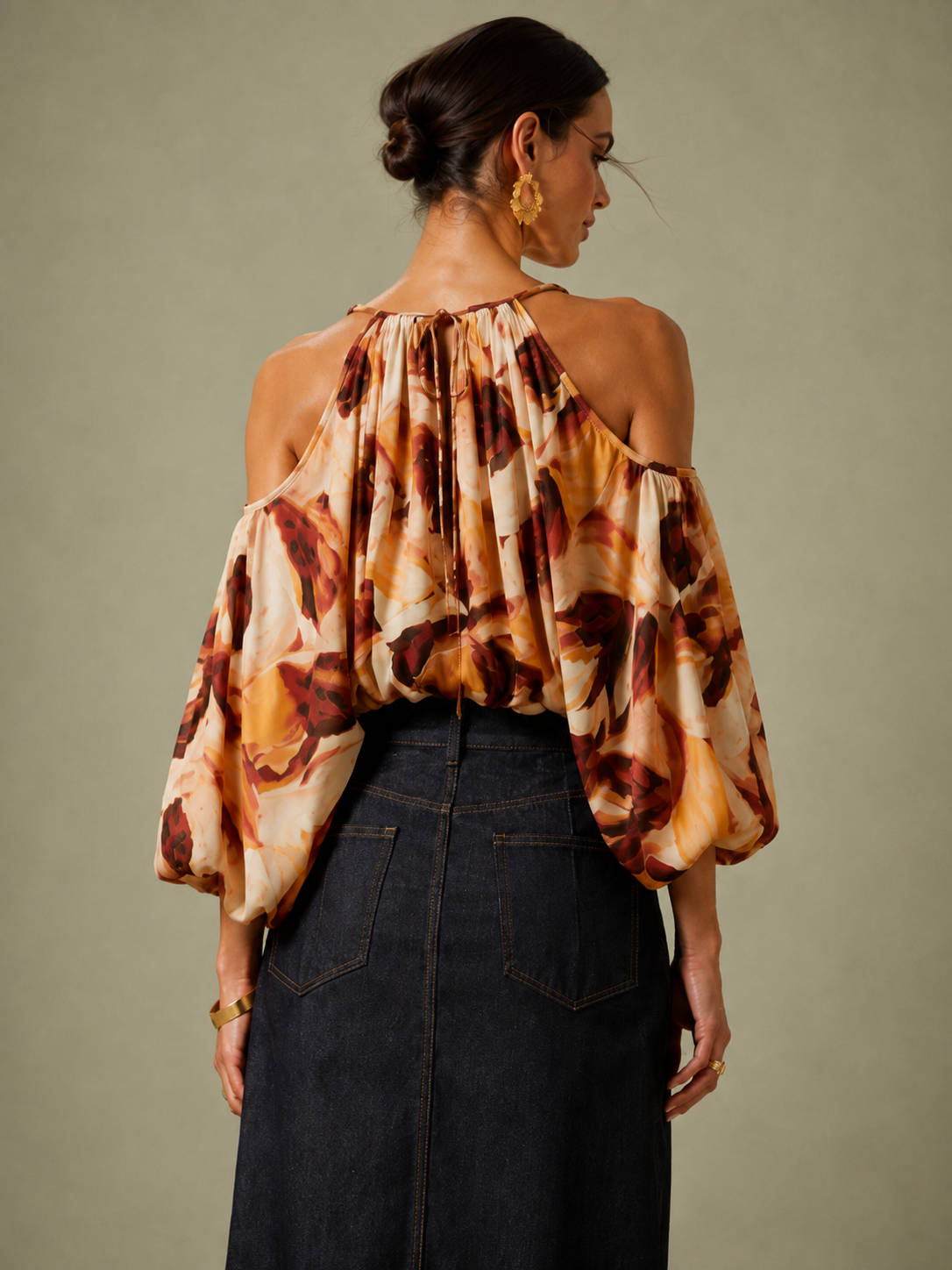Blusa Bingo tonos tierra estampado