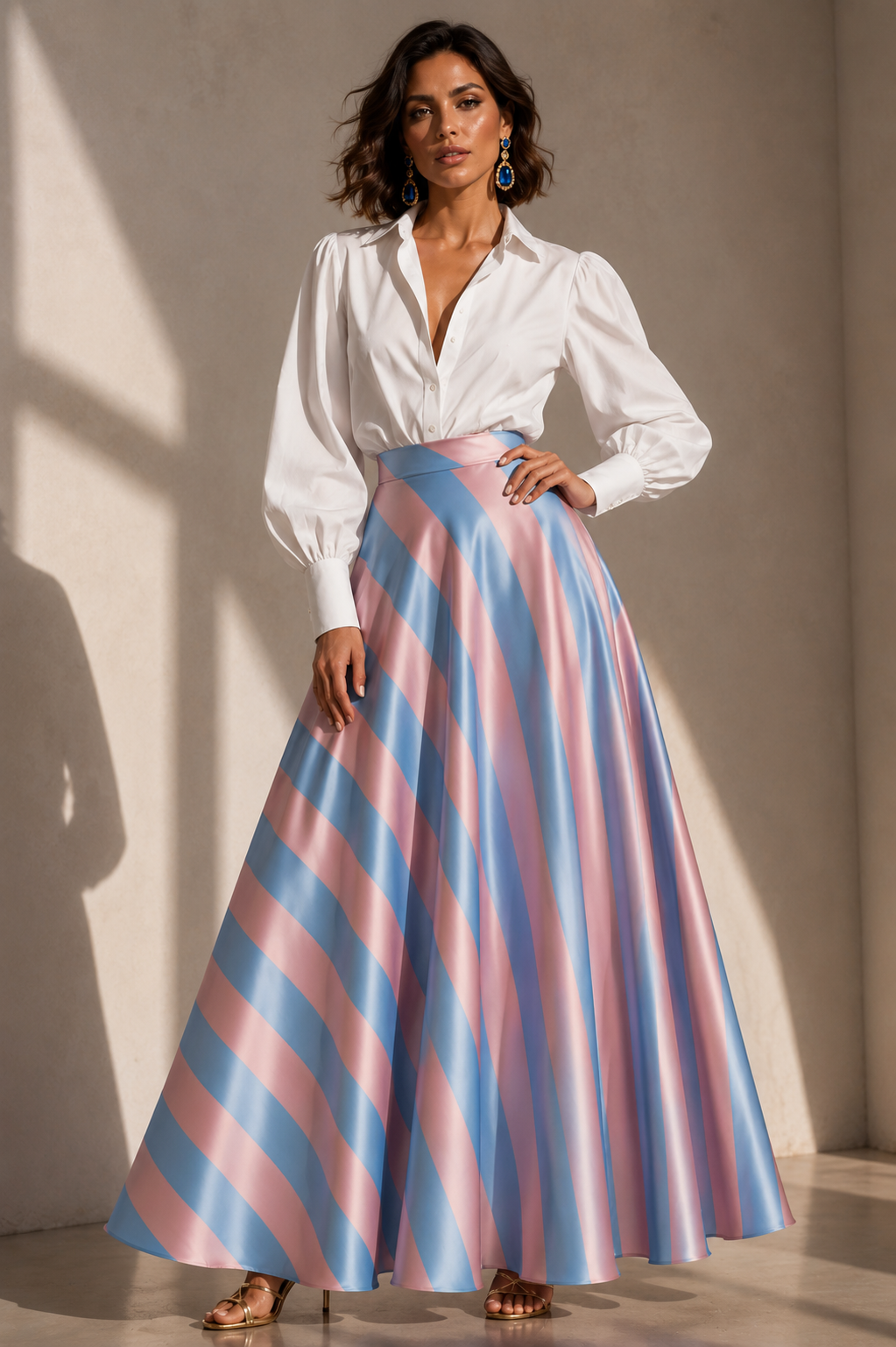 Falda Celebes Rayas Turquesa