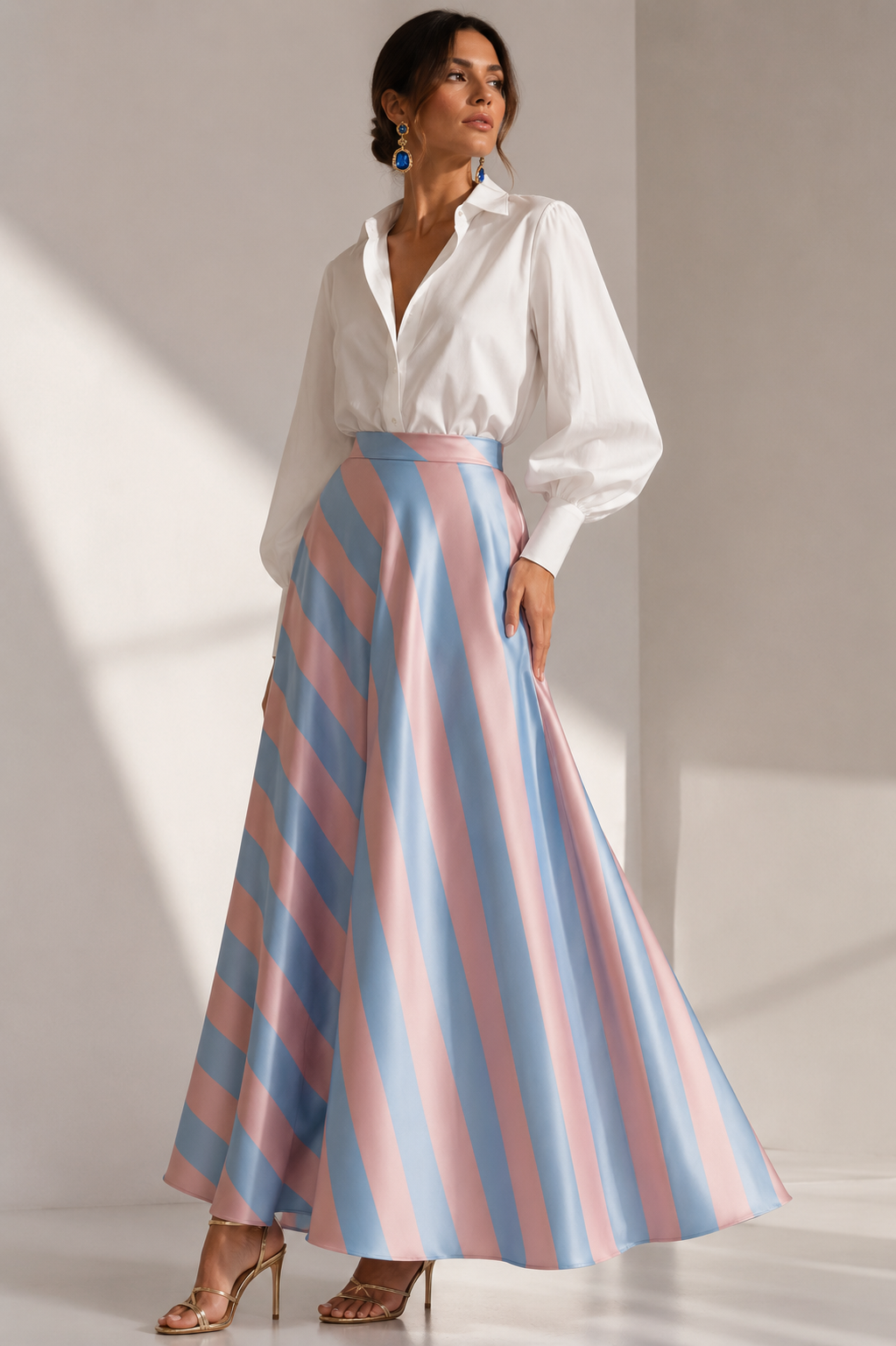 Falda Celebes Rayas Turquesa