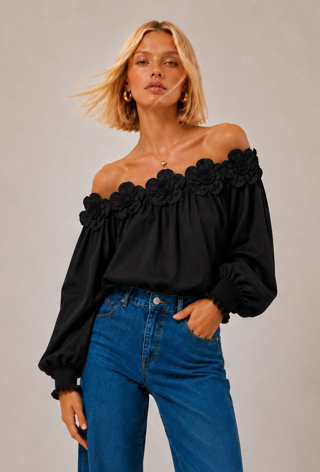 Blusa Magnoleah negro