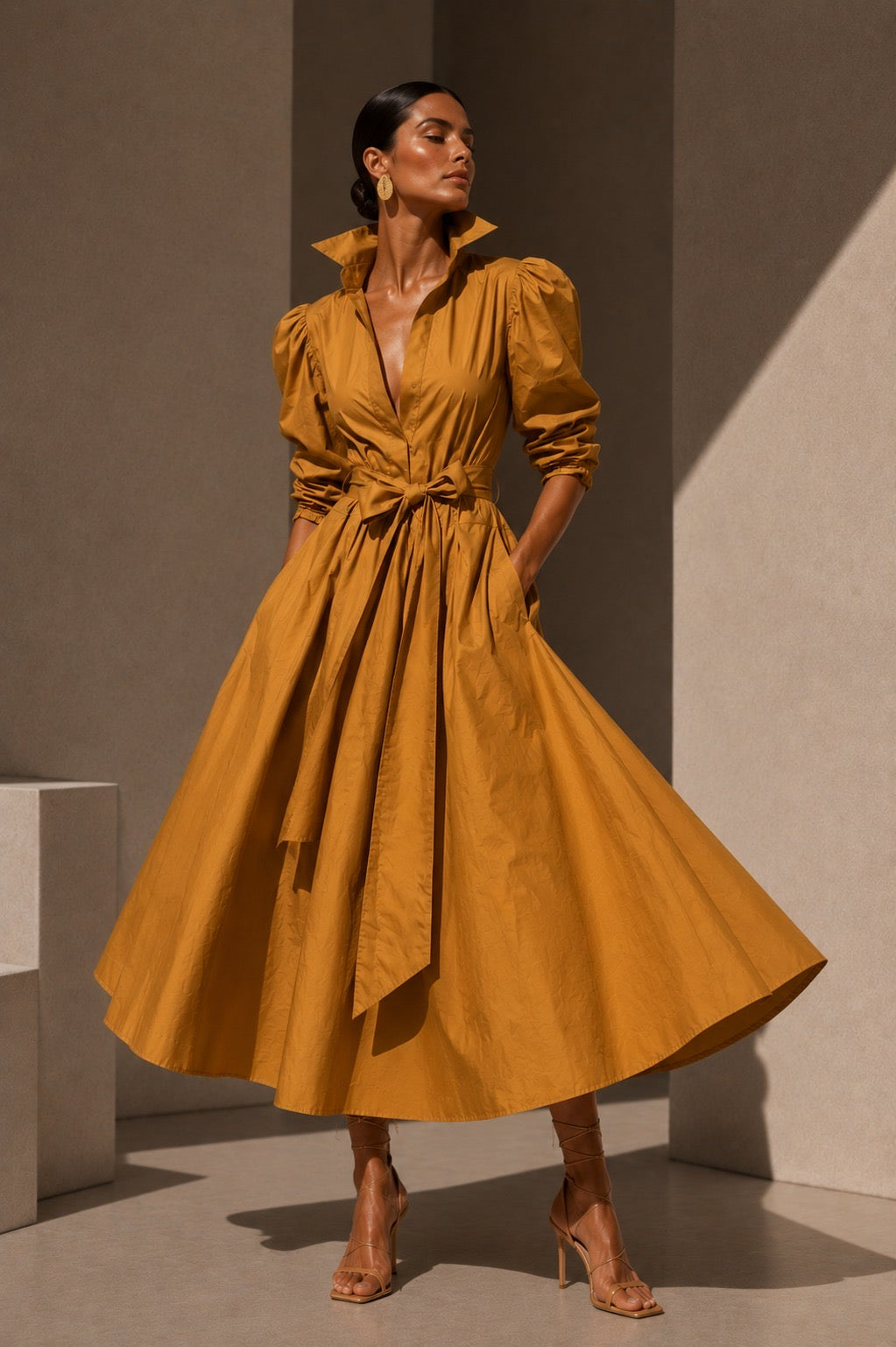 Vestido Miranda I mostaza