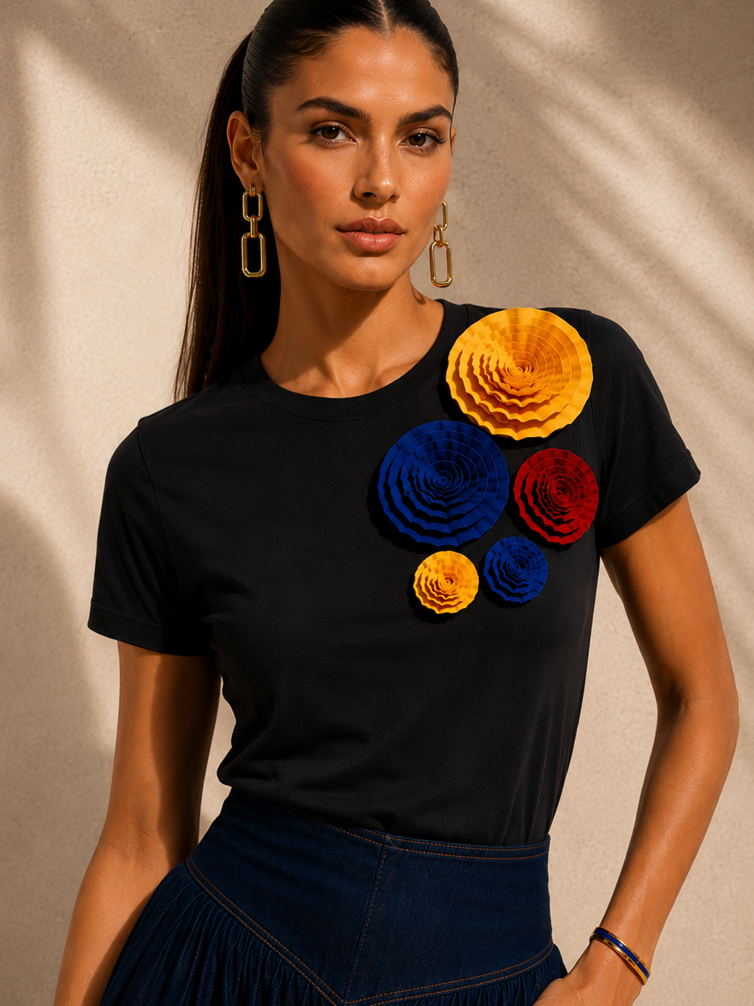 Camiseta Colombia Florece negro