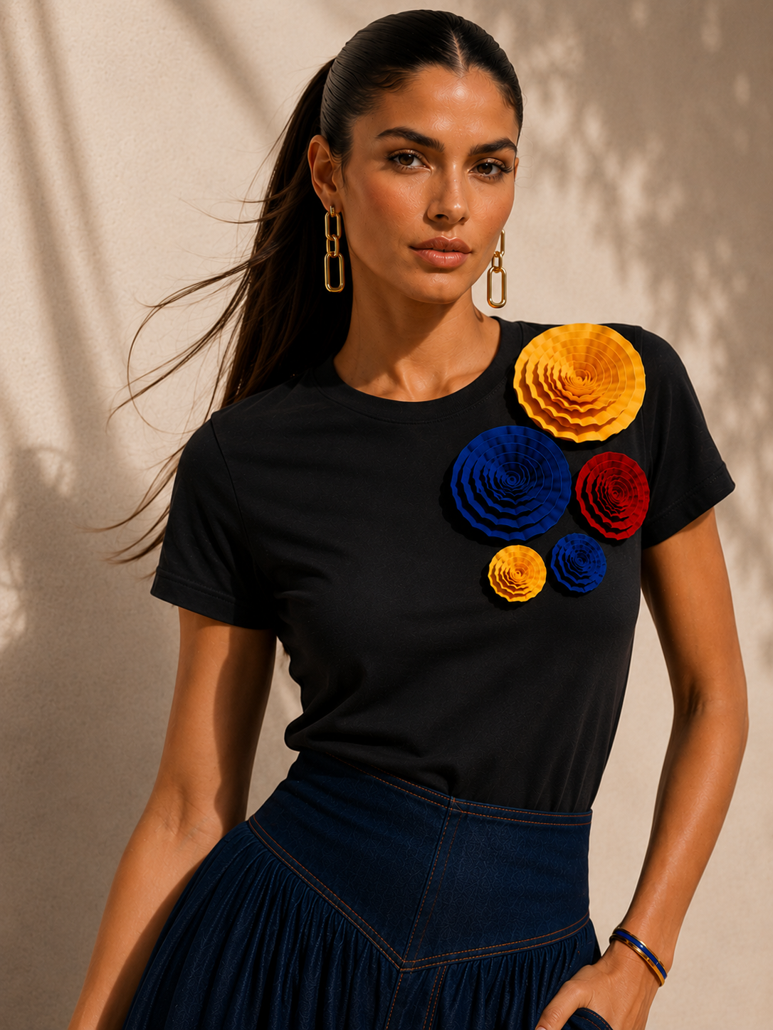 Camiseta Colombia Florece negro