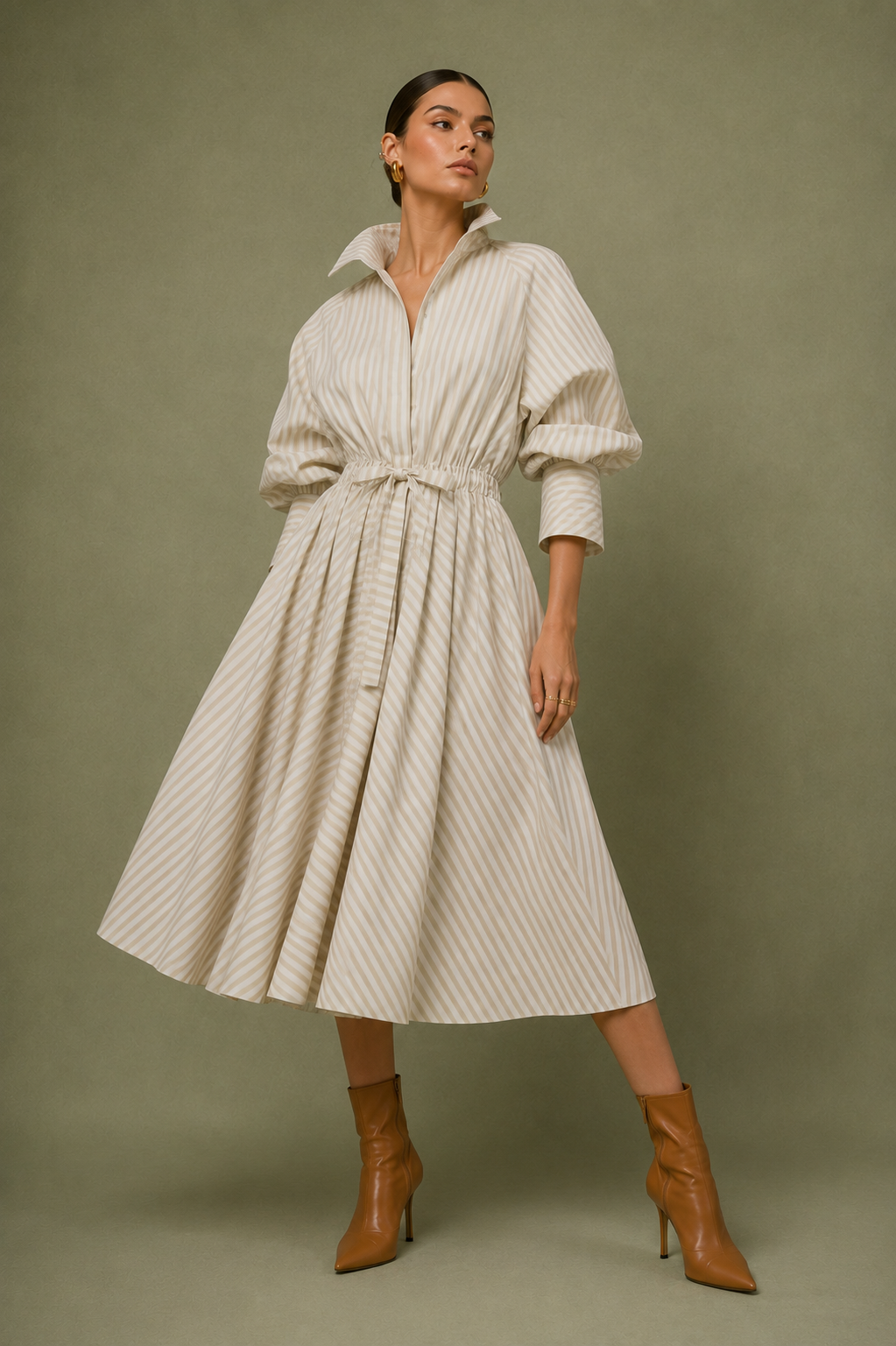 Vestido Limonar rayas camel