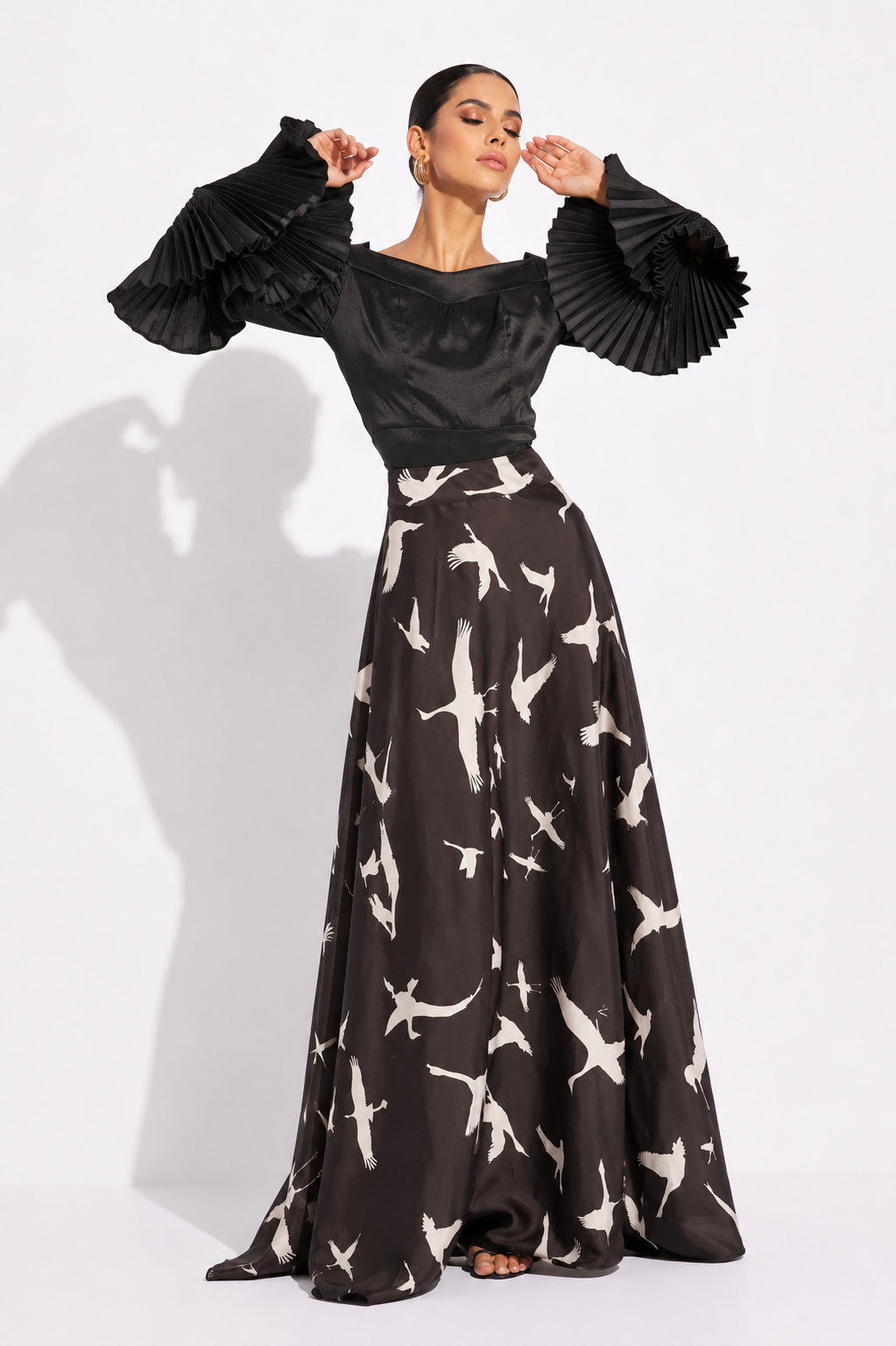 Falda Zeray Gaviotas Negro