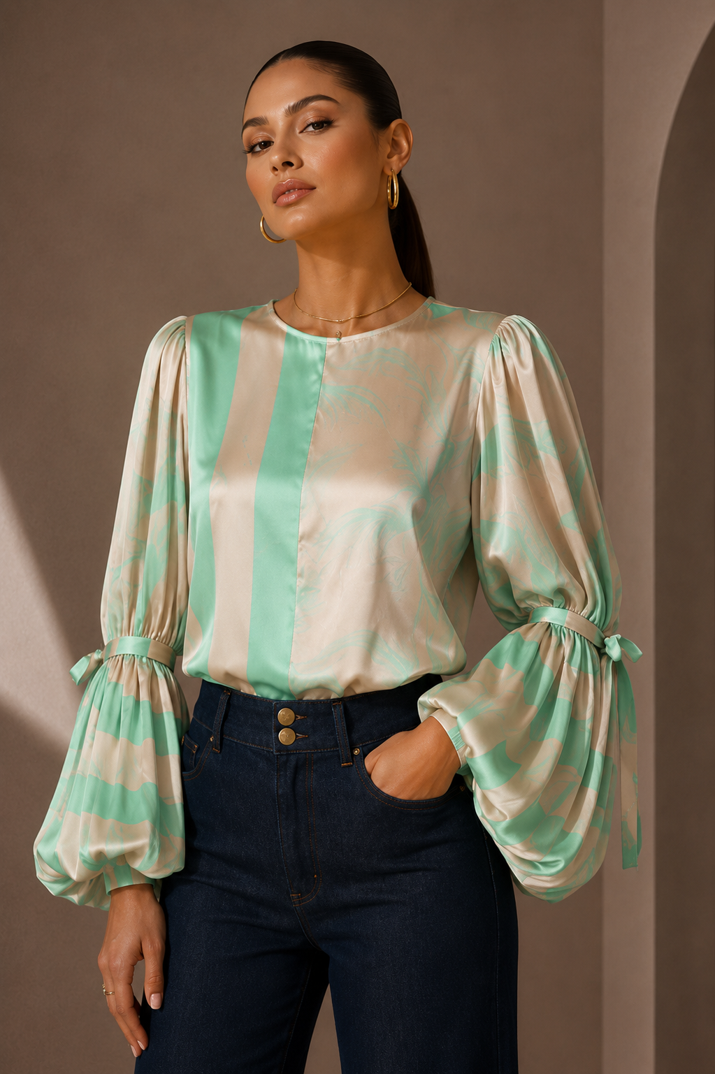 Blusa Cantor Rayas Turquesa