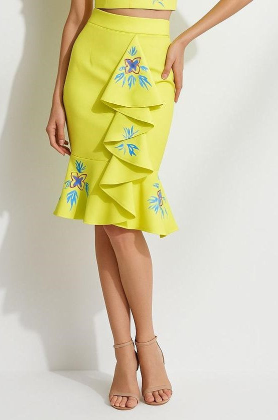 Falda Checa Catar Amarillo