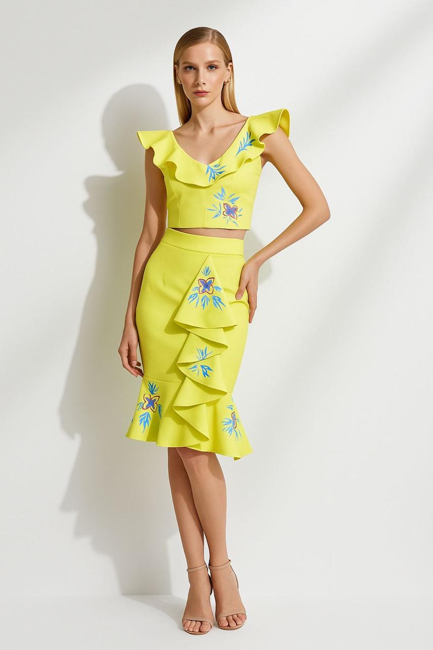 Falda Checa Catar Amarillo