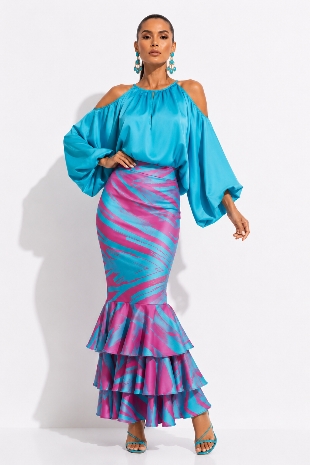 Falda Alesia Techo Fucsia+Turquesa