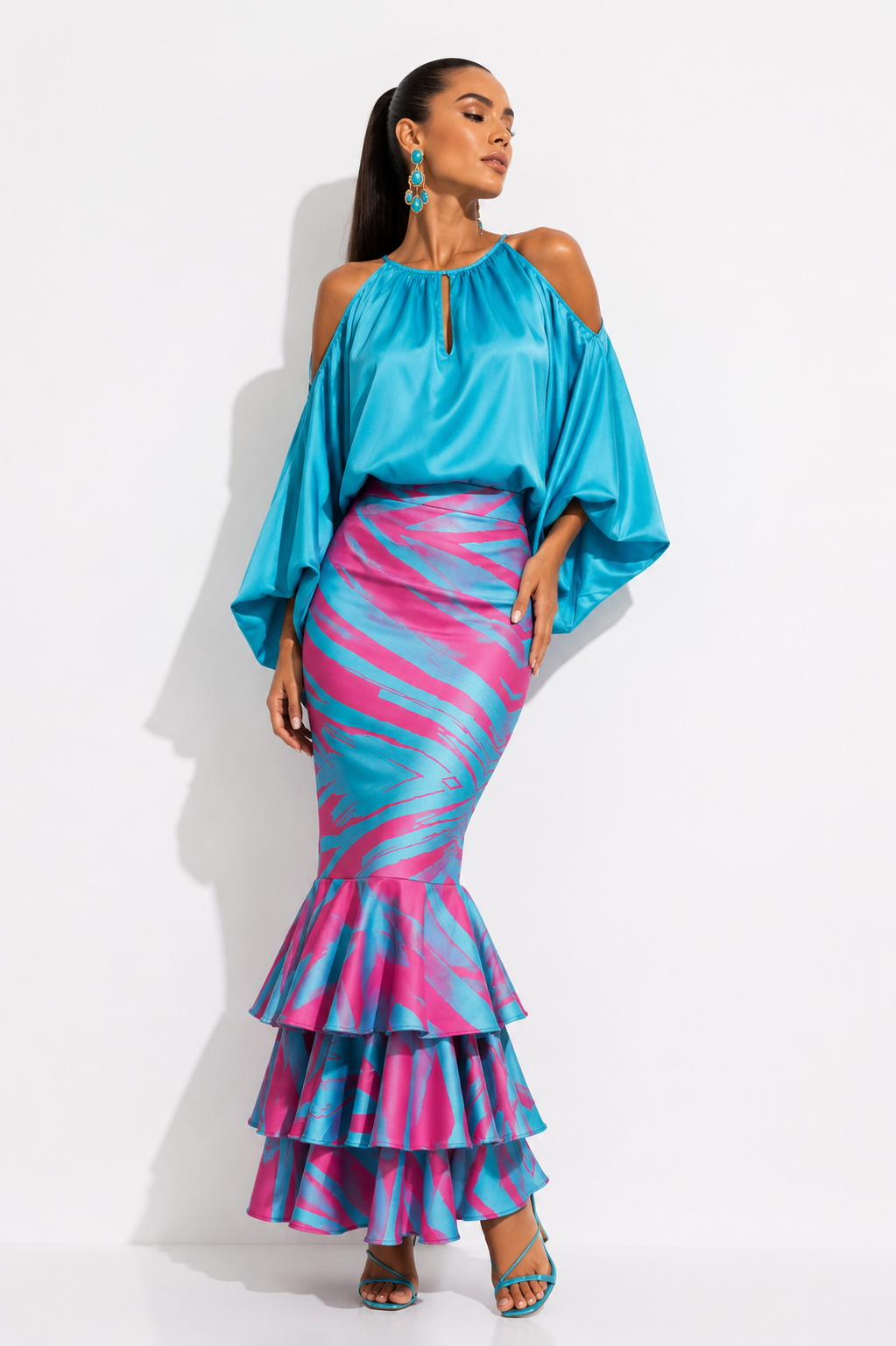 Falda Alesia Techo Fucsia+Turquesa