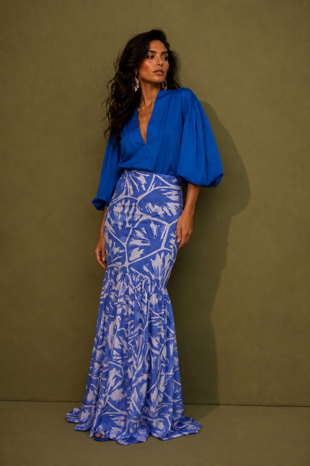 Falda Chimara Tortuga Carey Azul Estampado