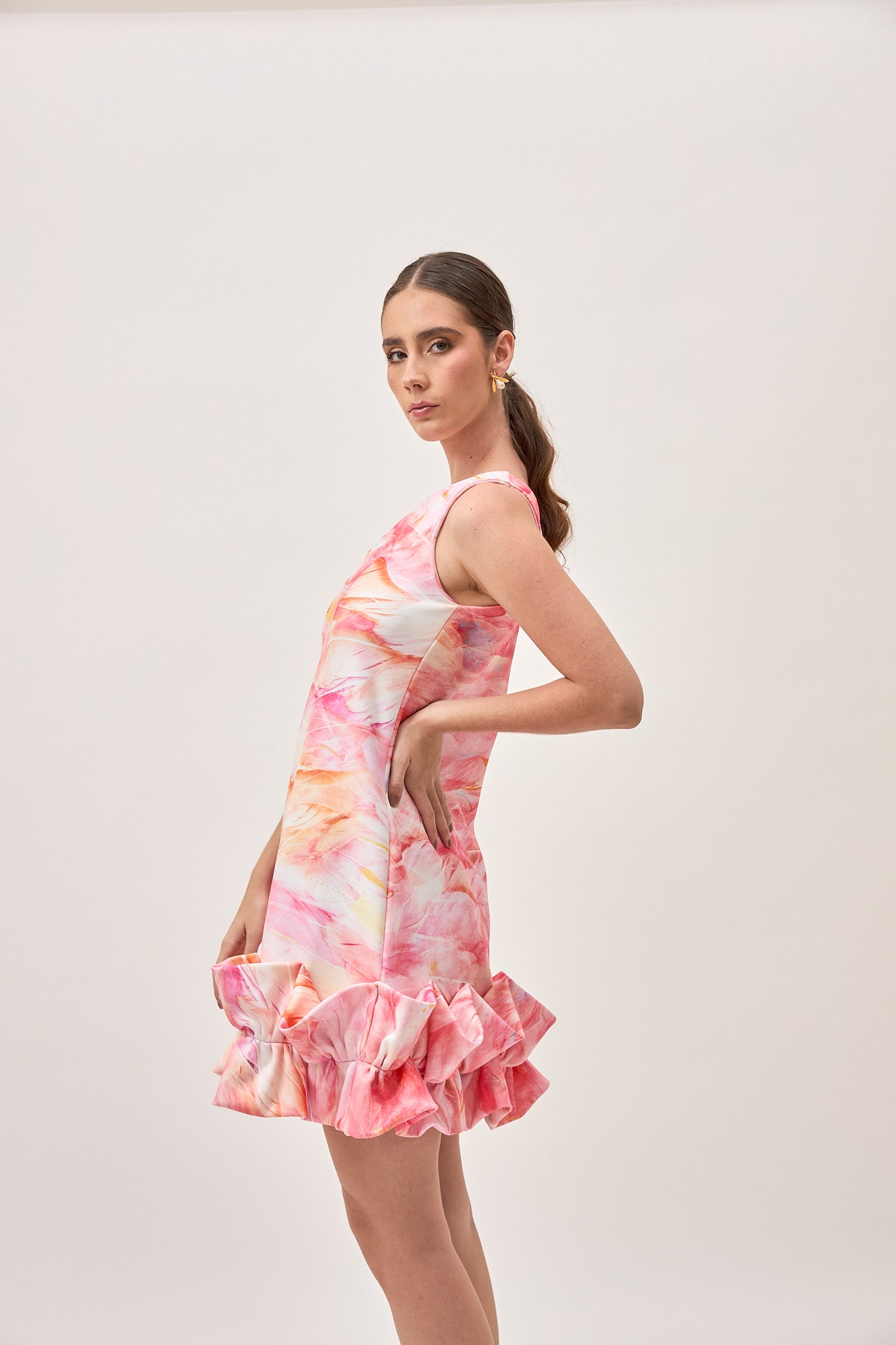 Vestido Chiquima Plumas Salmon