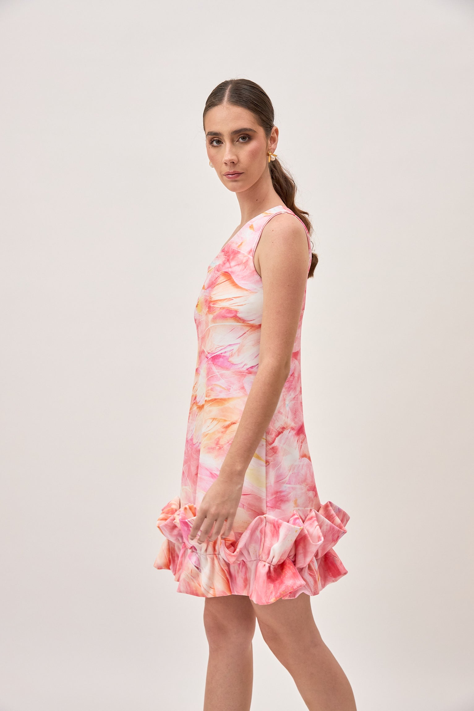 Vestido Chiquima Plumas Salmon