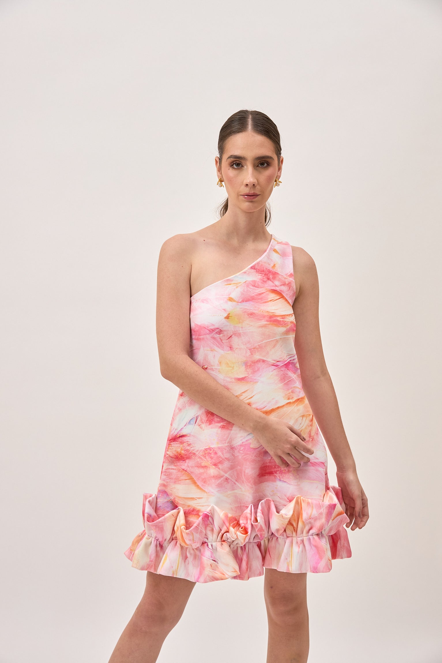Vestido Chiquima Plumas Salmon