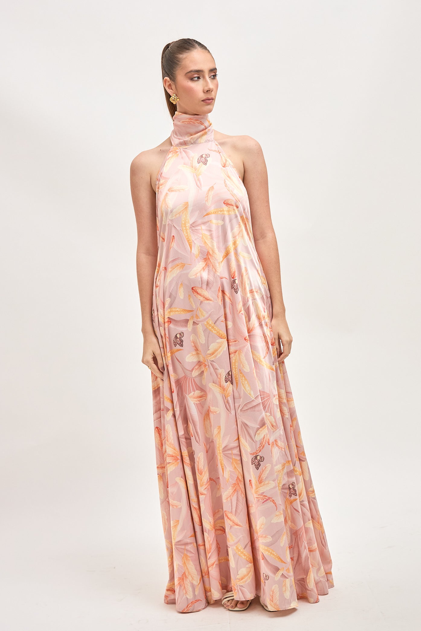 Vestido Apolinary Estampado Multi Camel