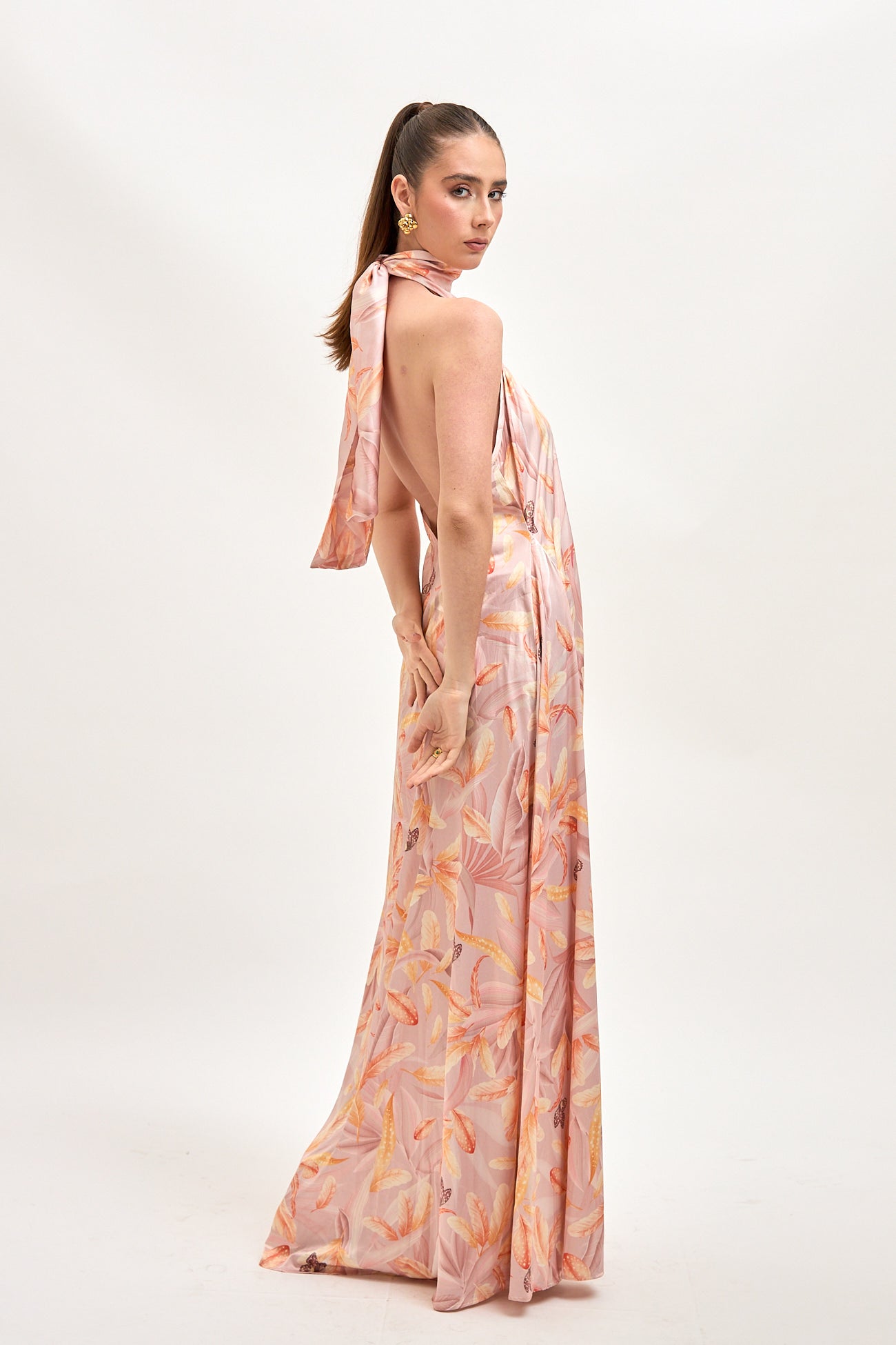 Vestido Apolinary Estampado Multi Camel