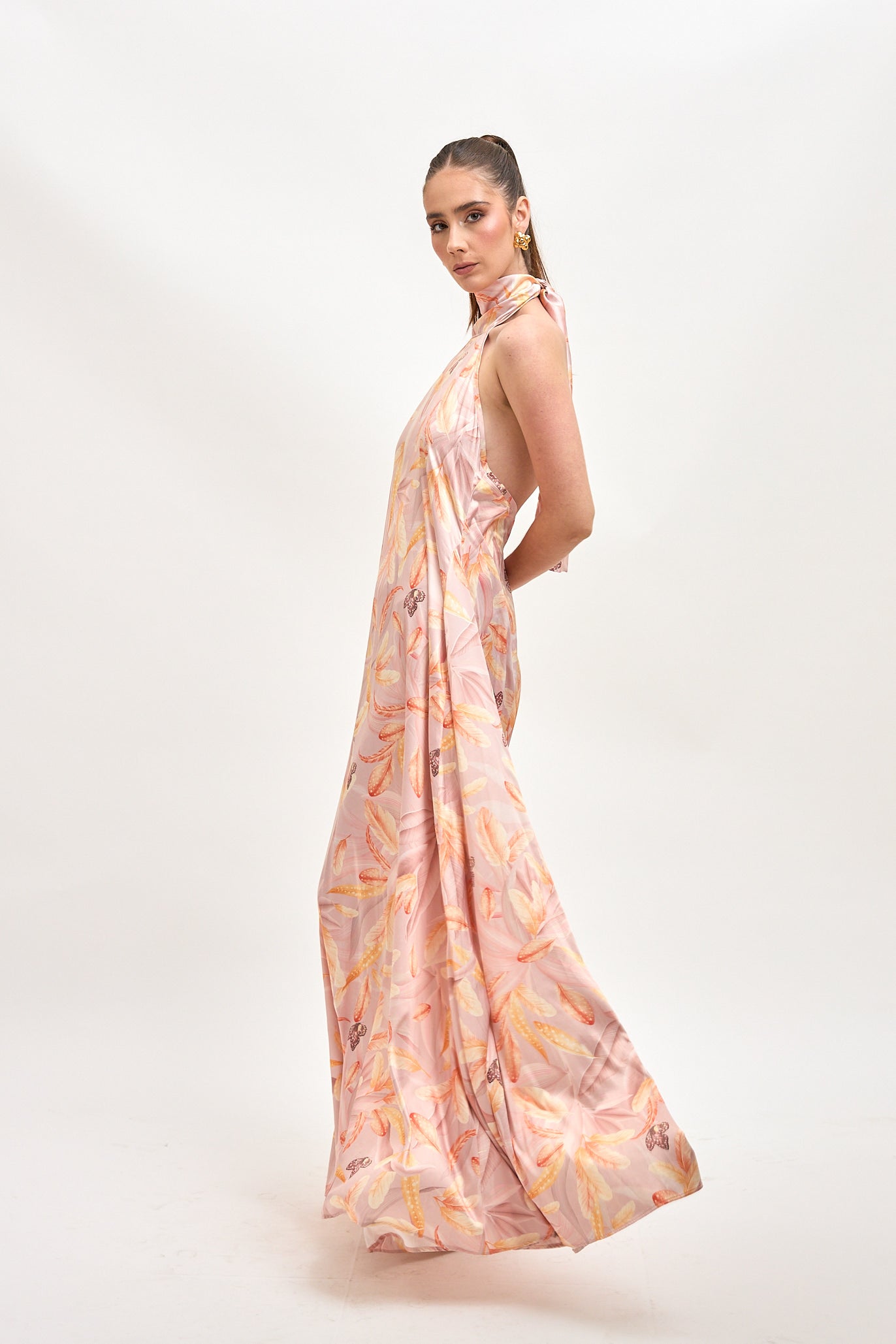 Vestido Apolinary Estampado Multi Camel