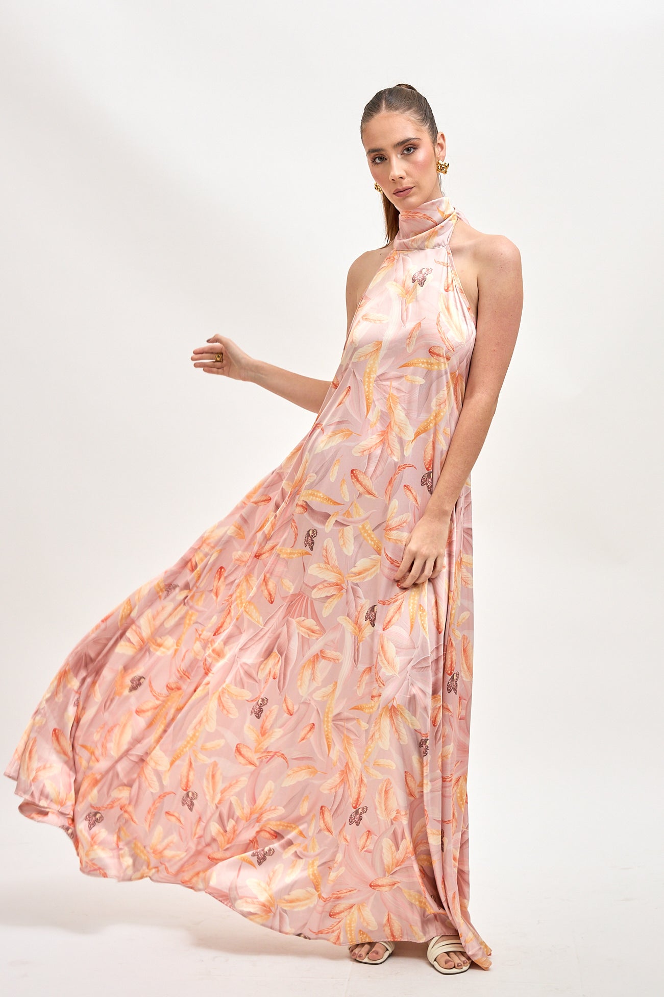 Vestido Apolinary Estampado Multi Camel