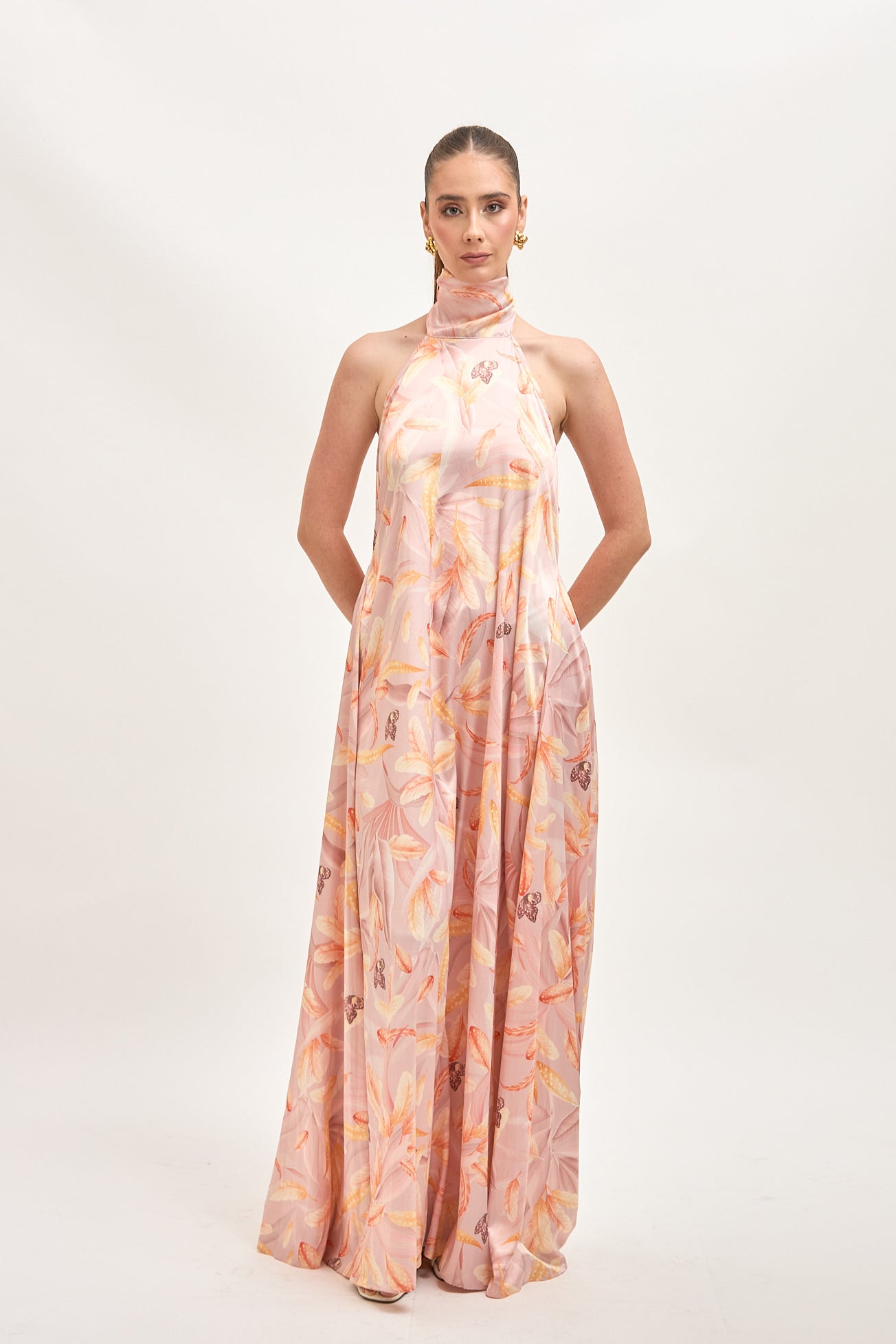 Vestido Apolinary Estampado Multi Camel