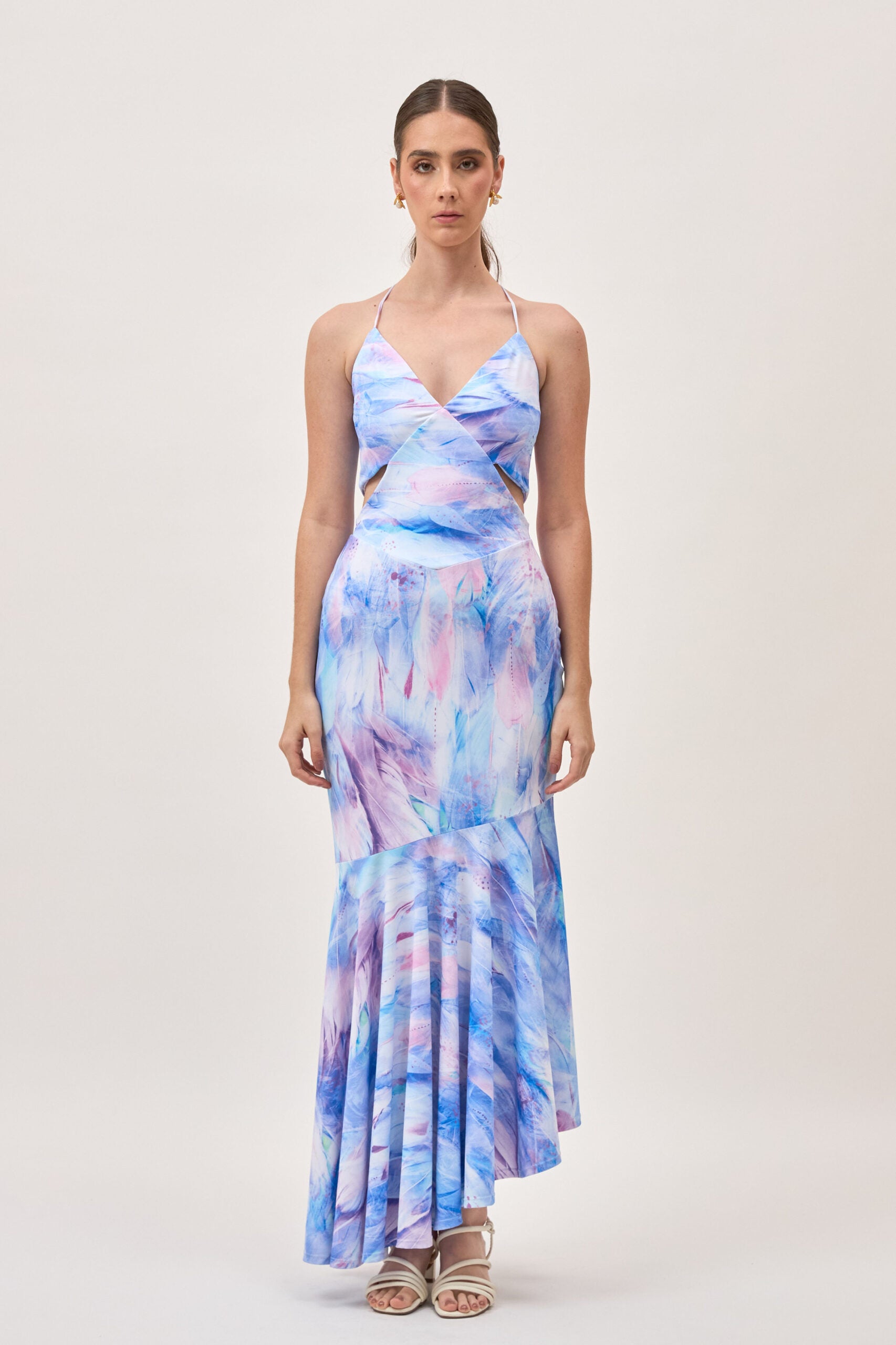 Vestido Oll Plumas Lila