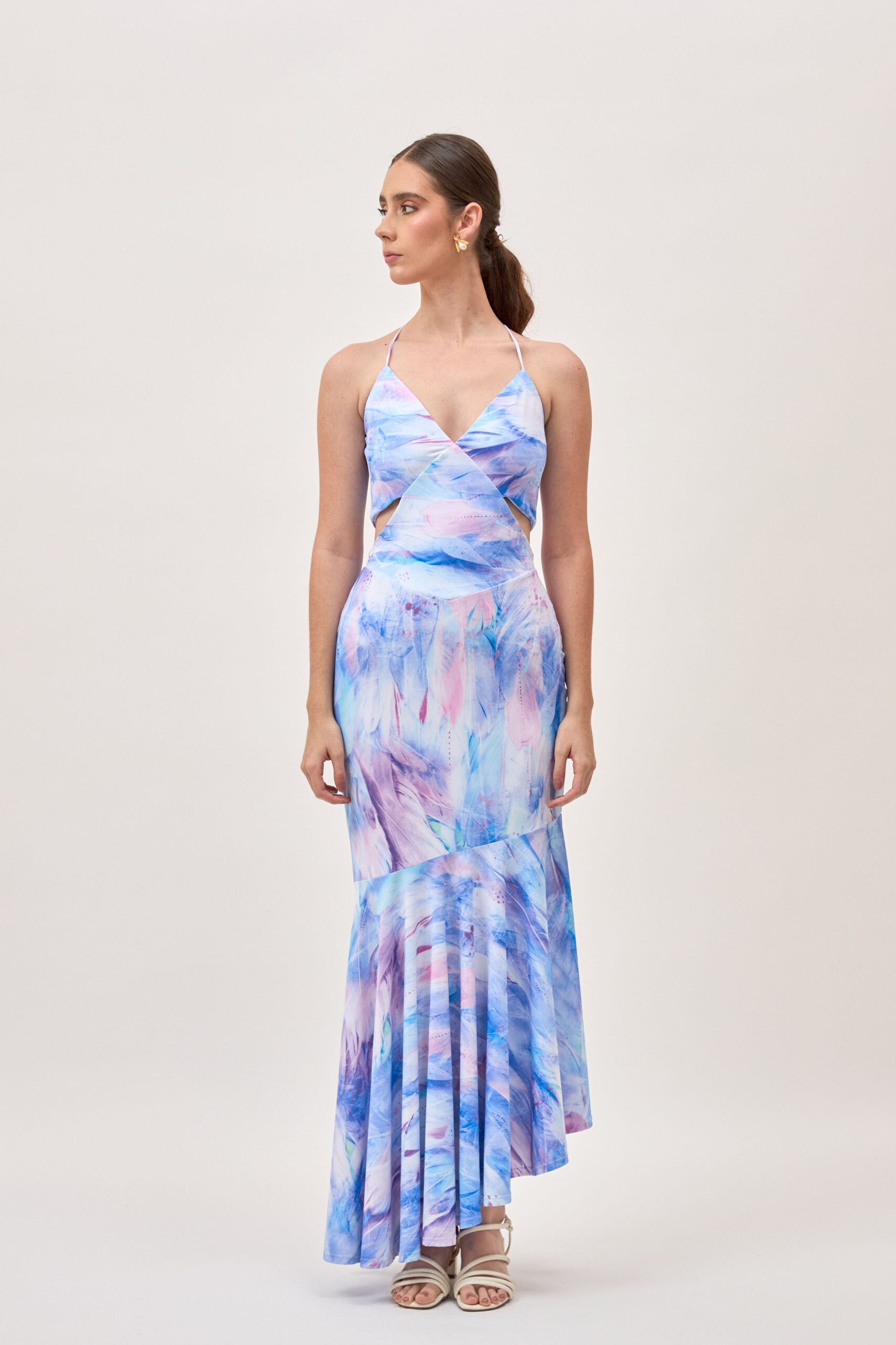 Vestido Oll Plumas Lila