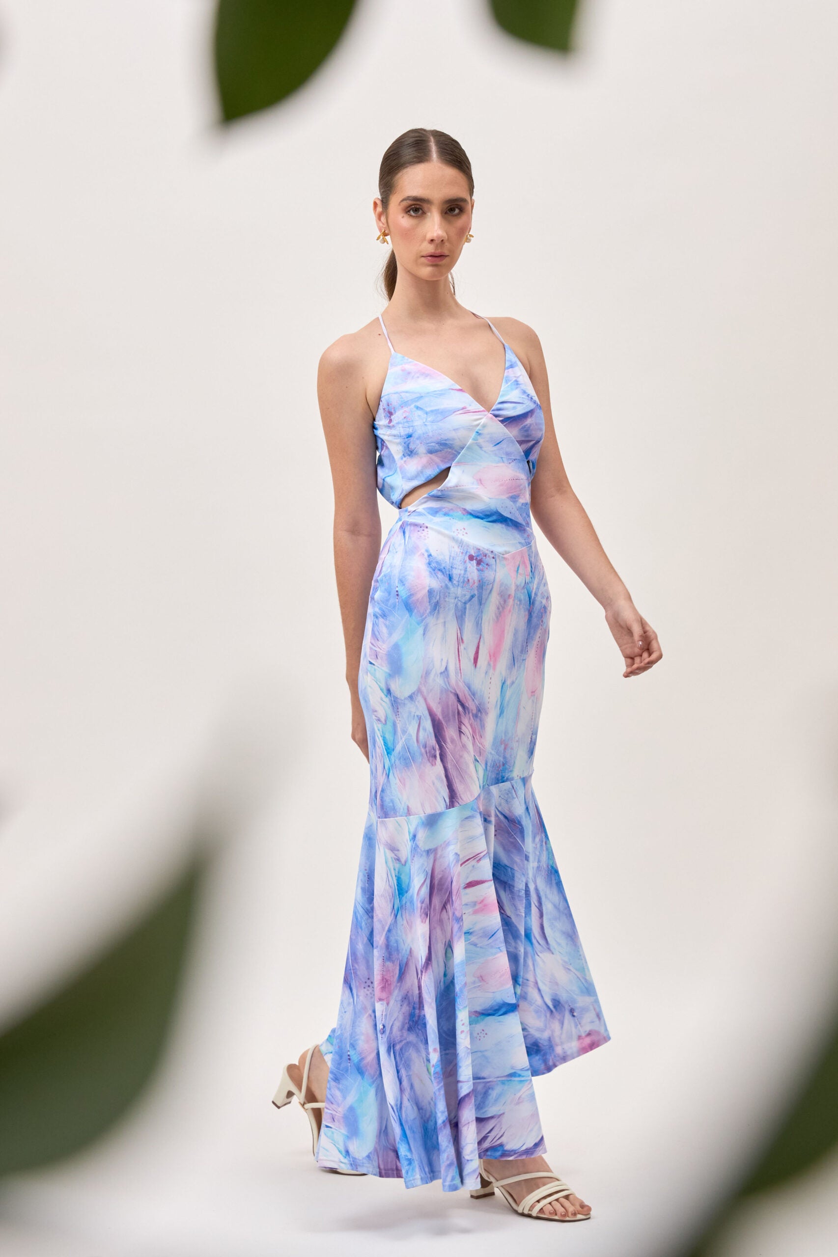 Vestido Oll Plumas Lila