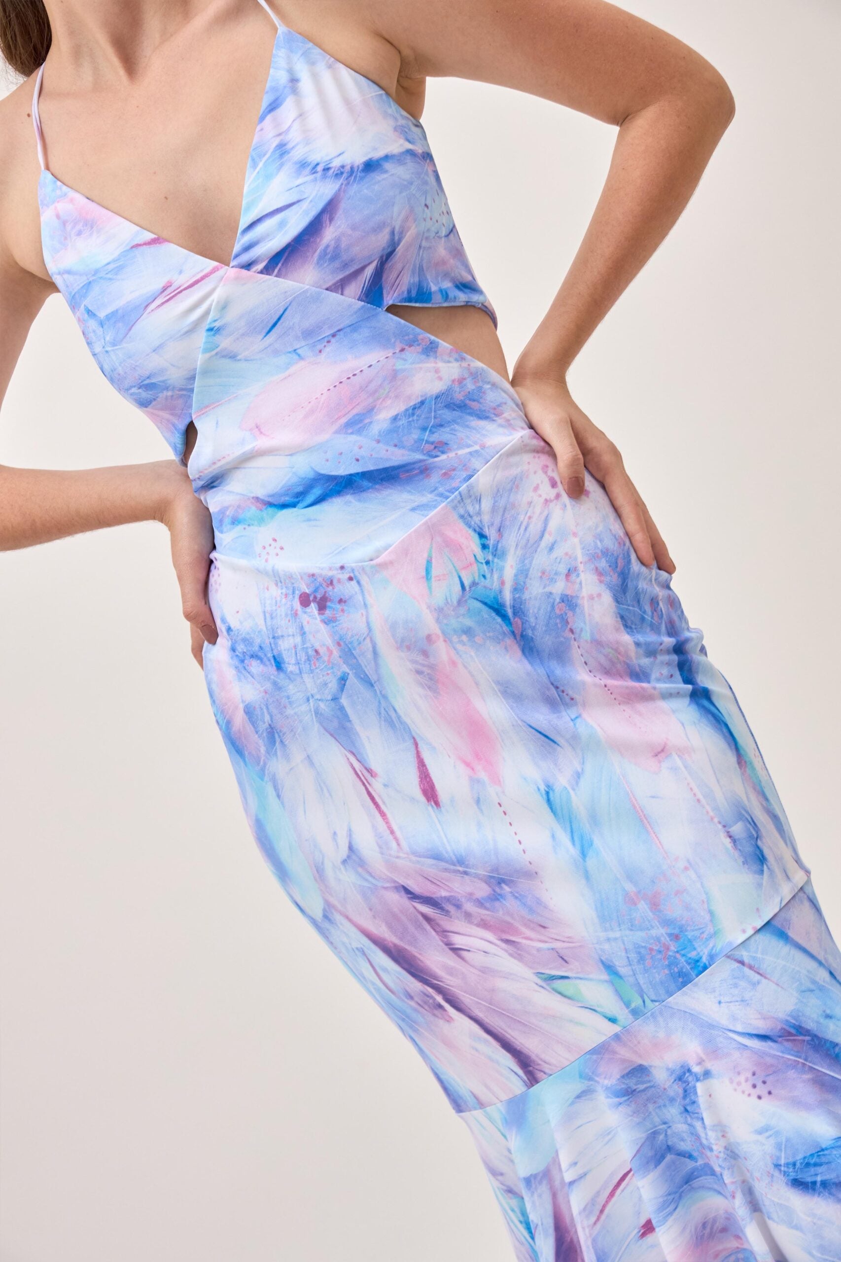 Vestido Oll Plumas Lila