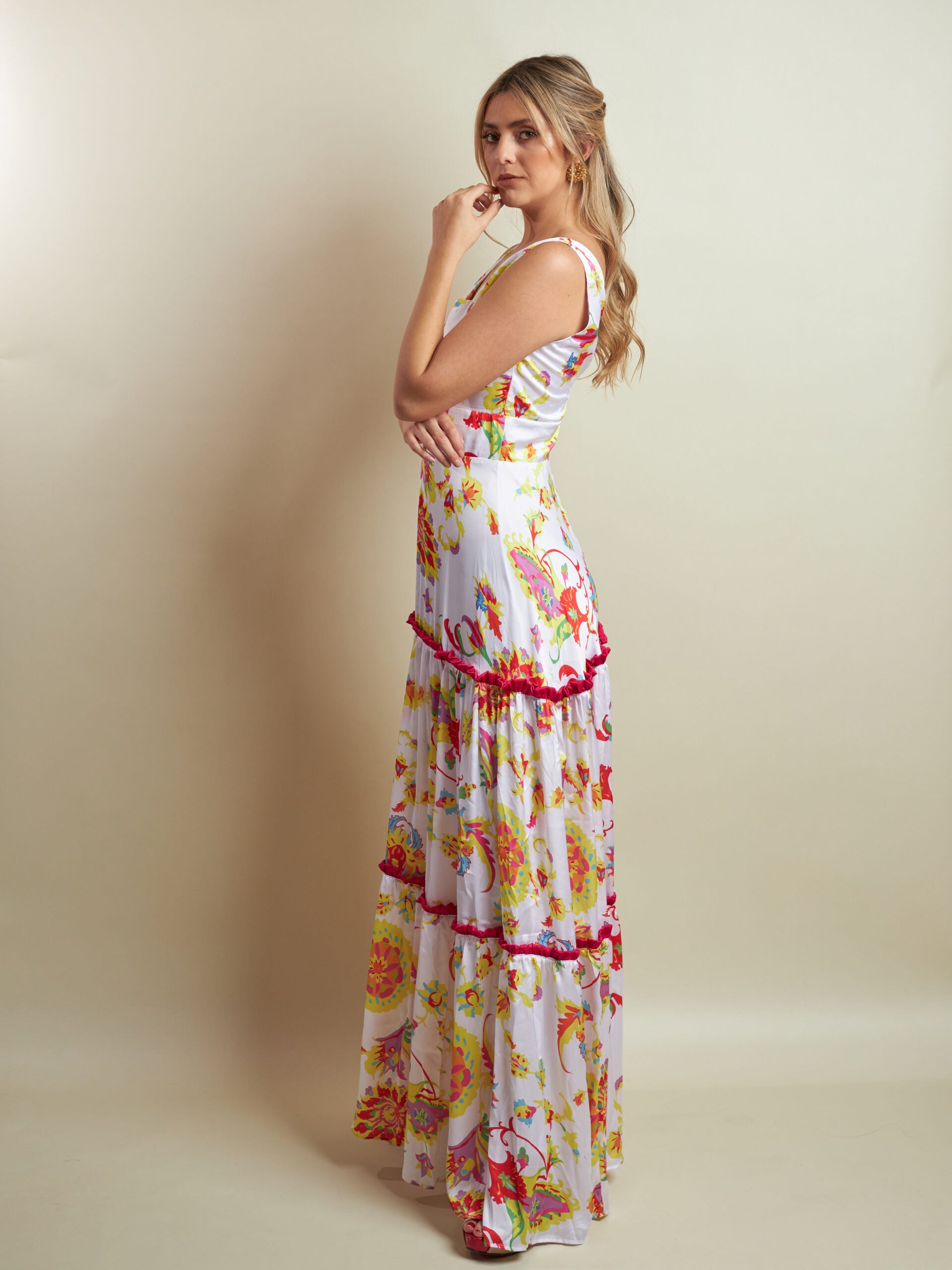 Vestido Alejandra Ll Blanco Estampado