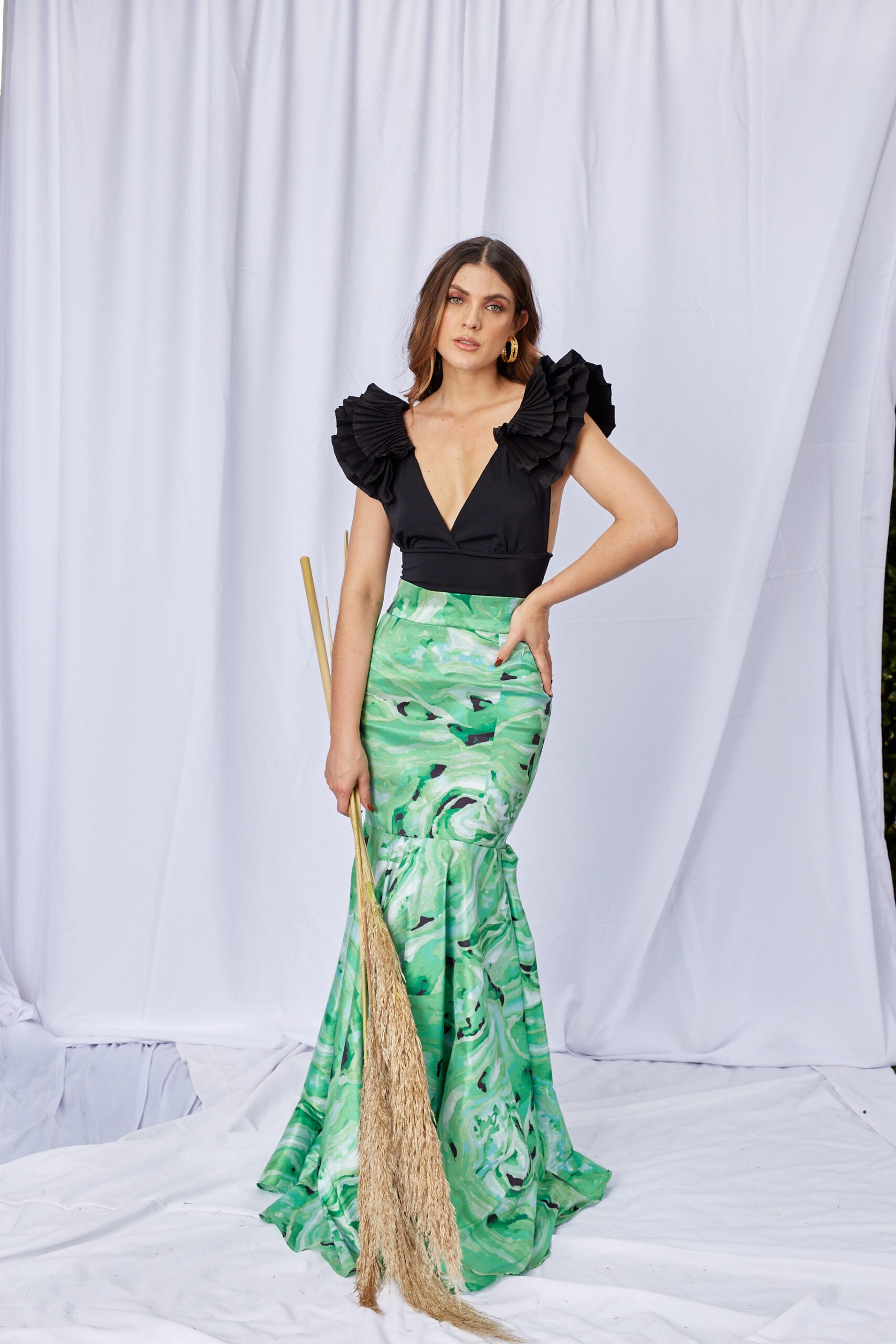 Falda Zapatoca Verde Estampado