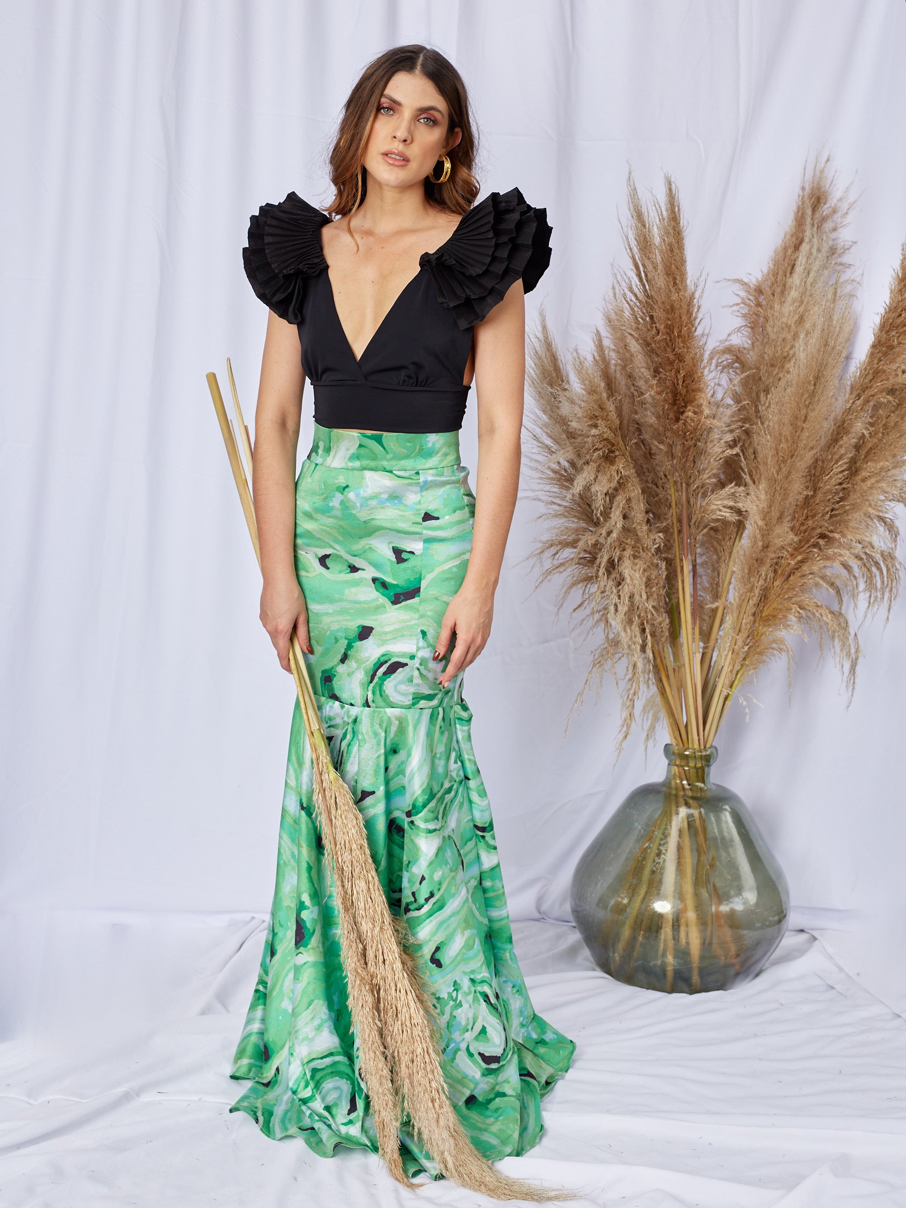 Falda Zapatoca Verde Estampado