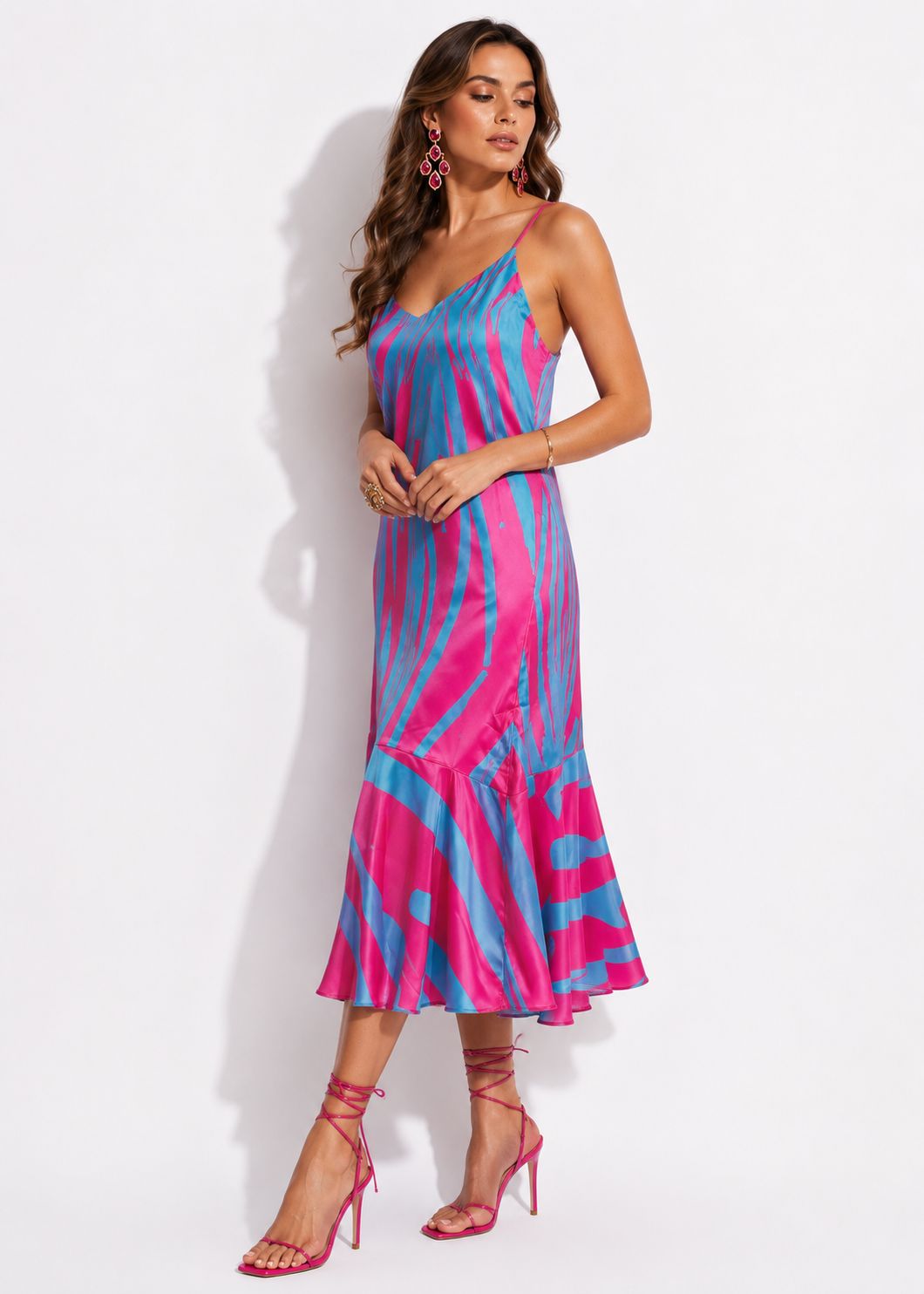 Vestido Mocan Techo Fucsia Estampado