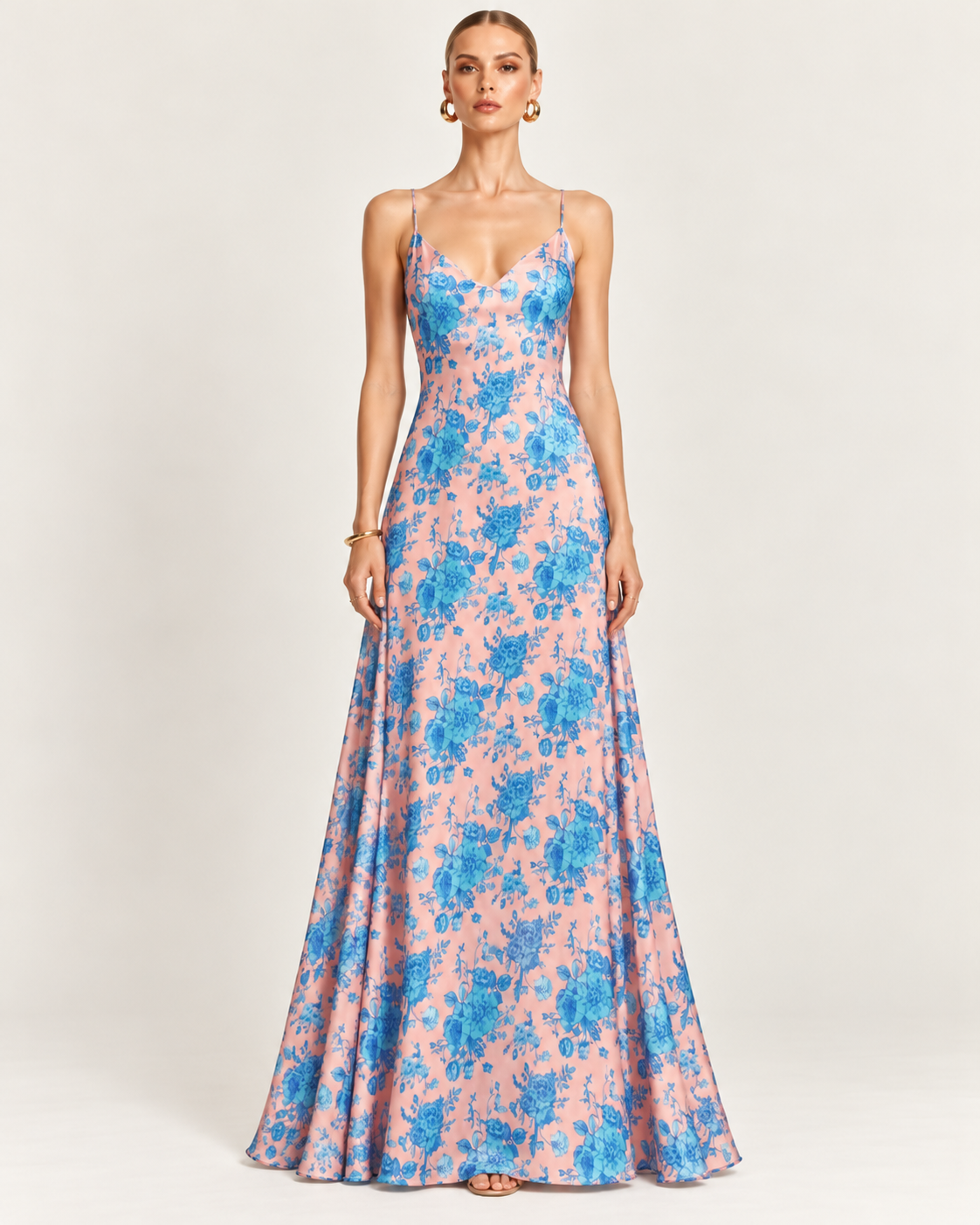Vestido Colonial Rosado Estampado