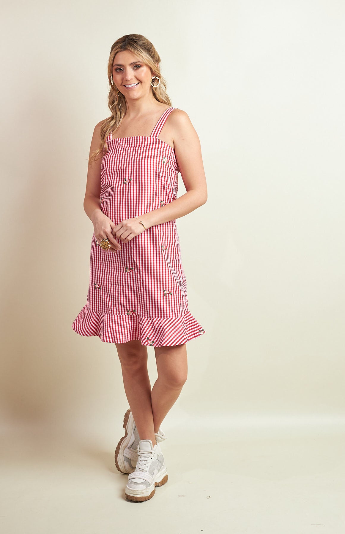 Vestido Tami Cuadros Rojos