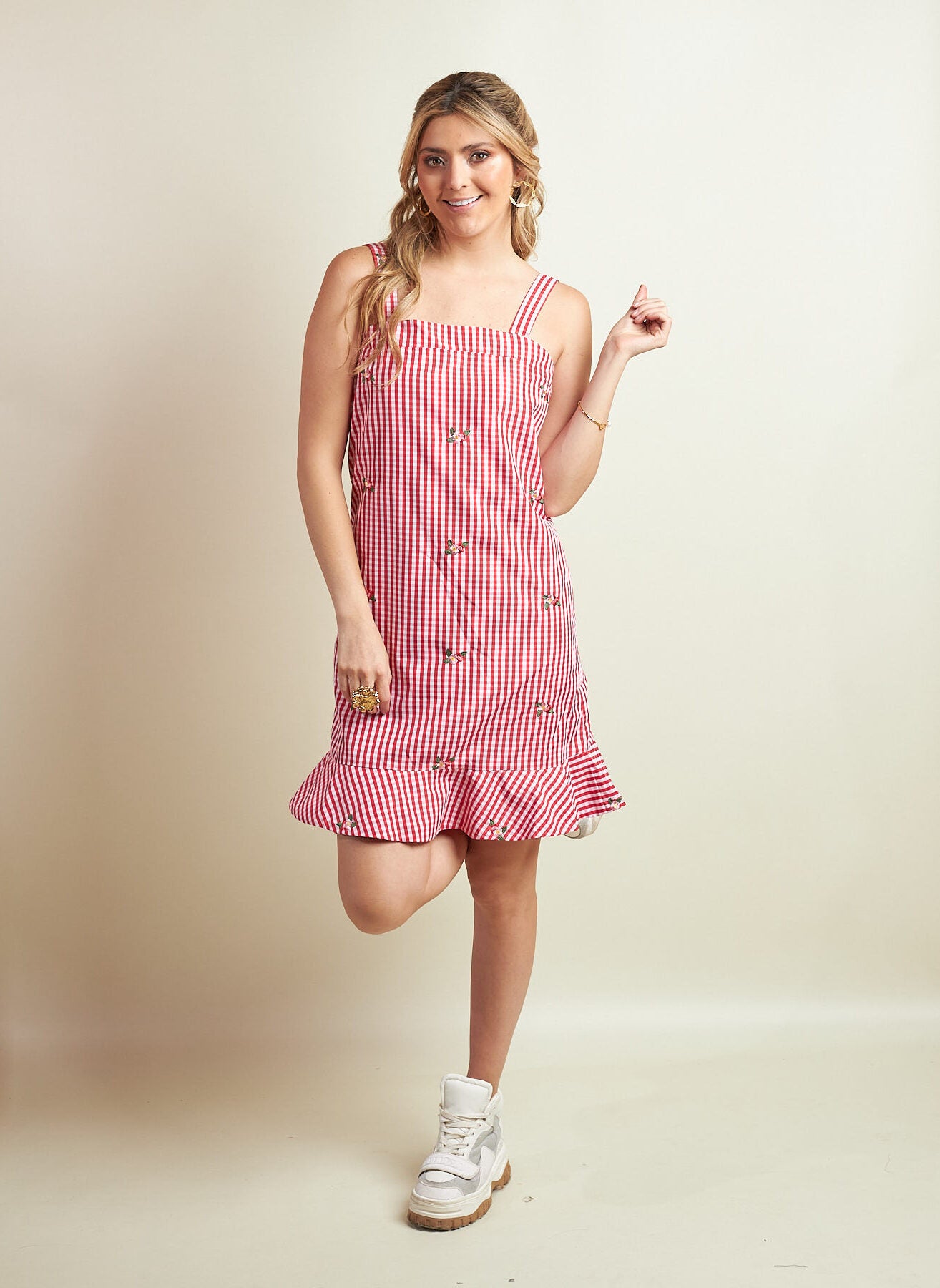 Vestido Tami Cuadros Rojos