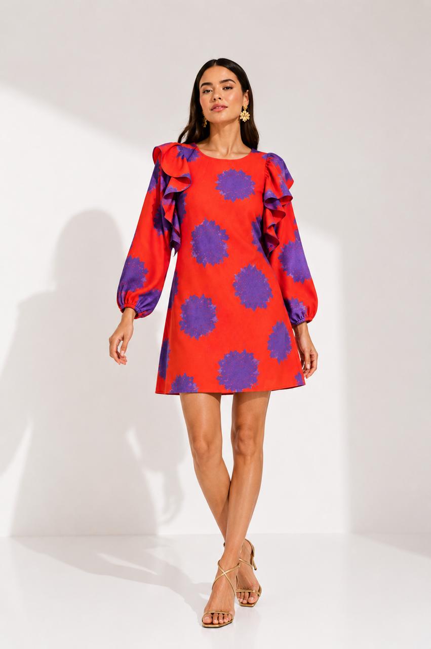 Vestido Aisha F. Rojo Flor Moado