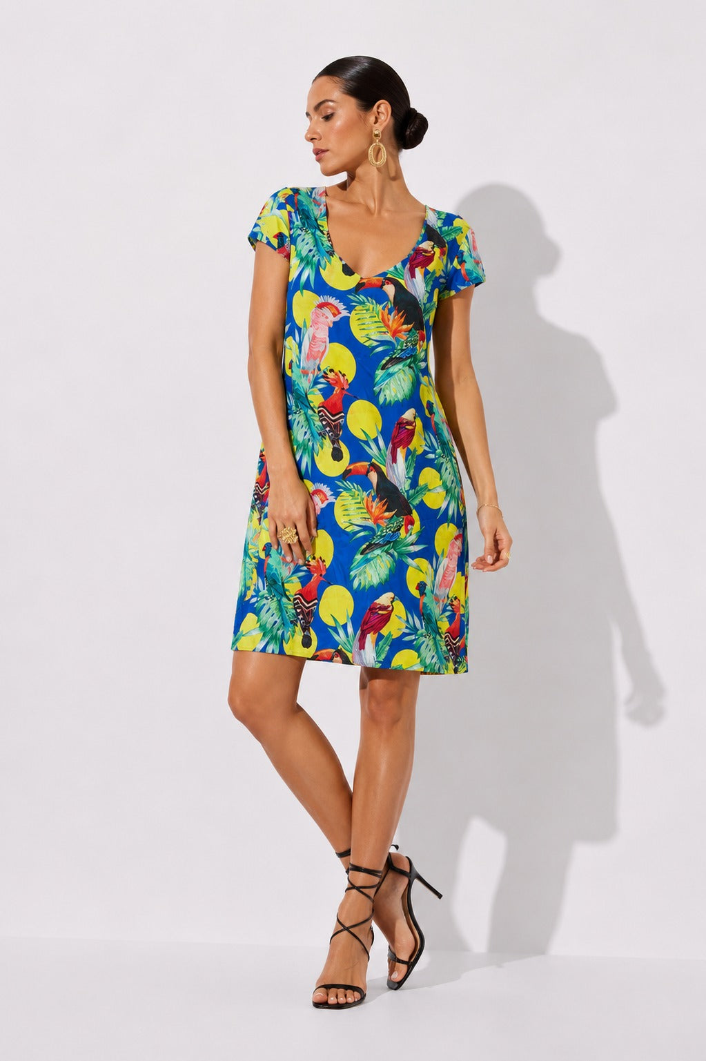 Vestido Filomena Pájaros Azules Estampado