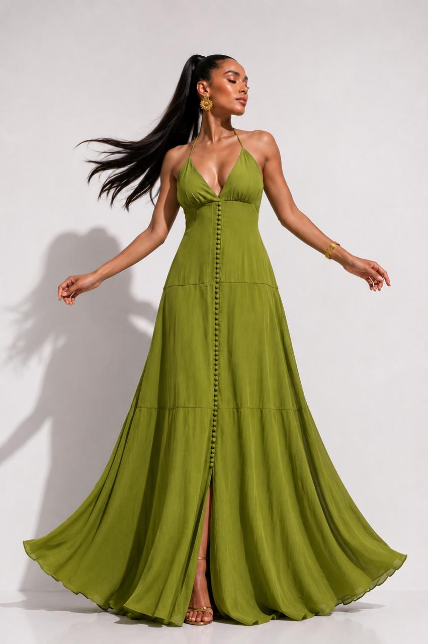 Vestido Heliconia Verde Pistacho