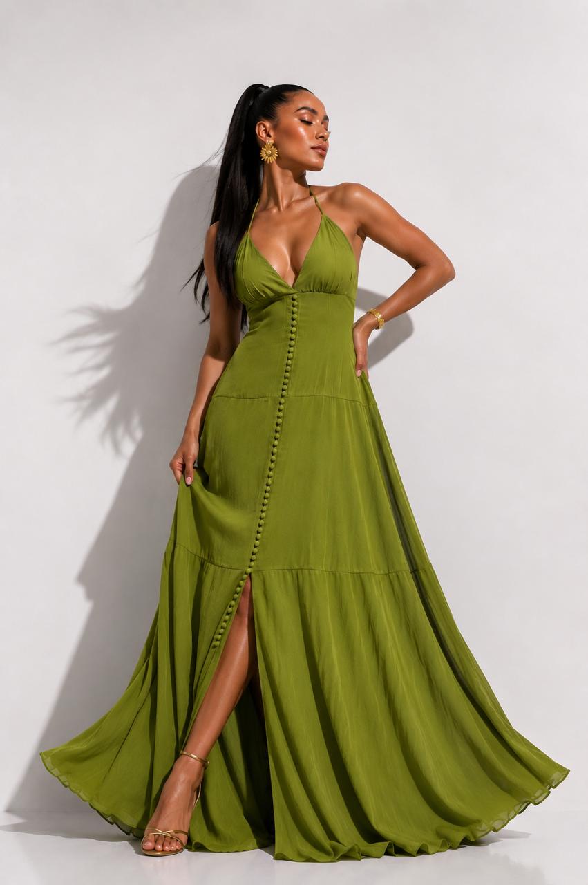 Vestido Heliconia Verde Pistacho