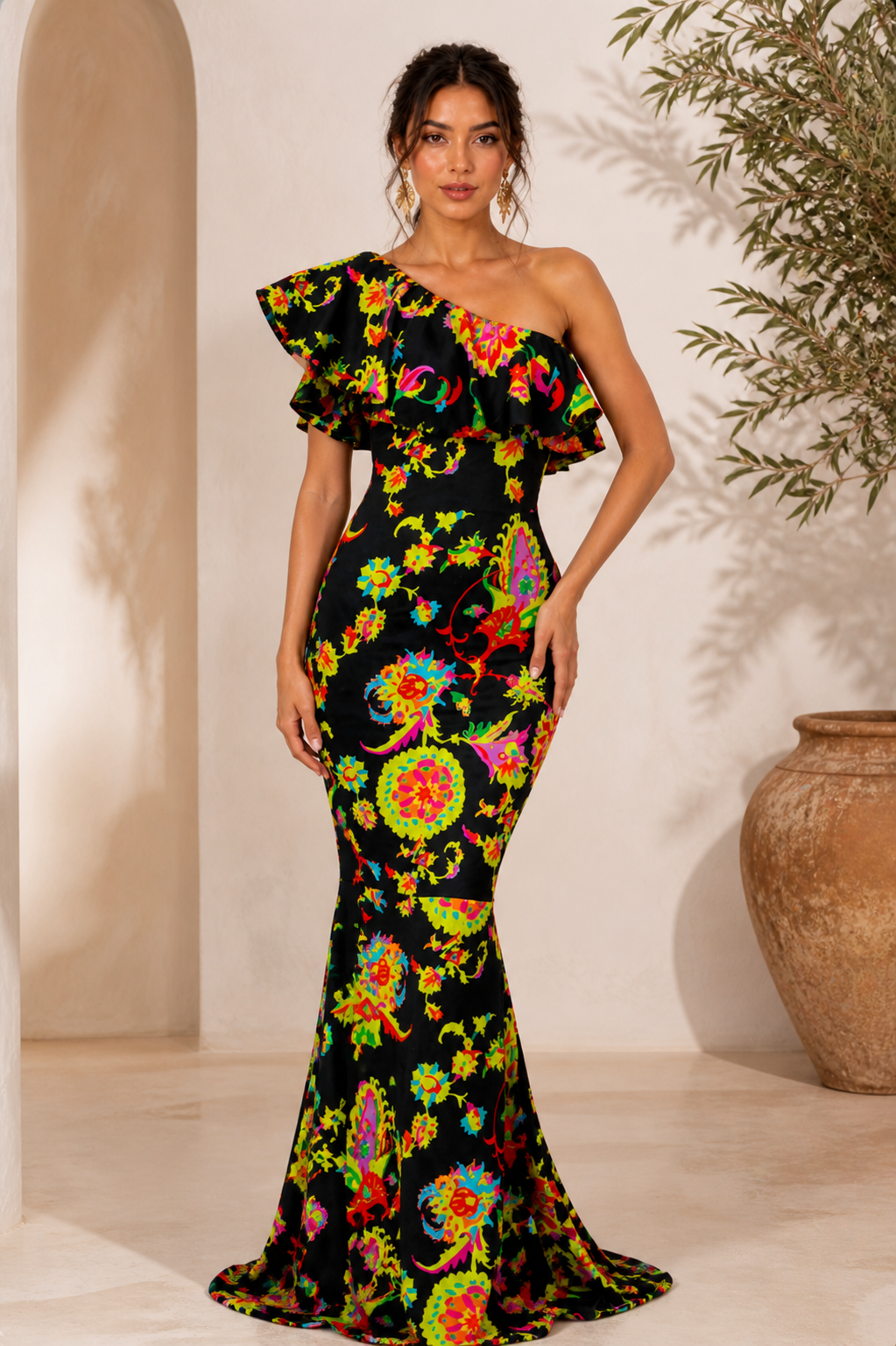 Vestido Margareth Negro Estampado