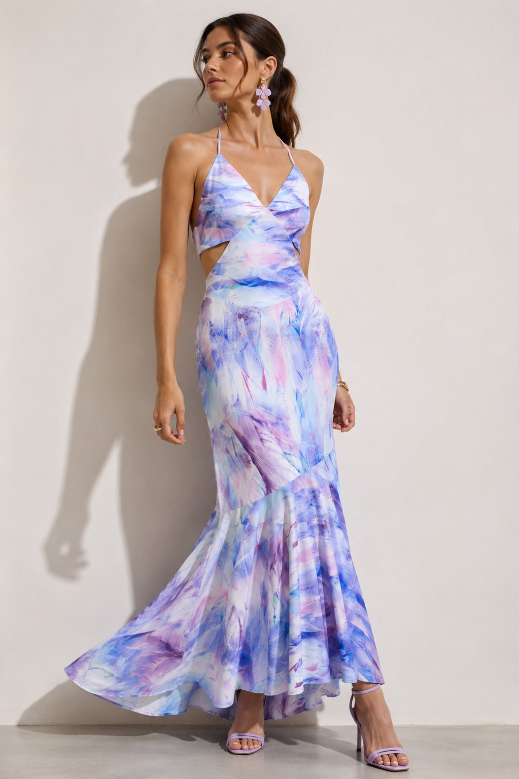 Vestido Oll Plumas Lila
