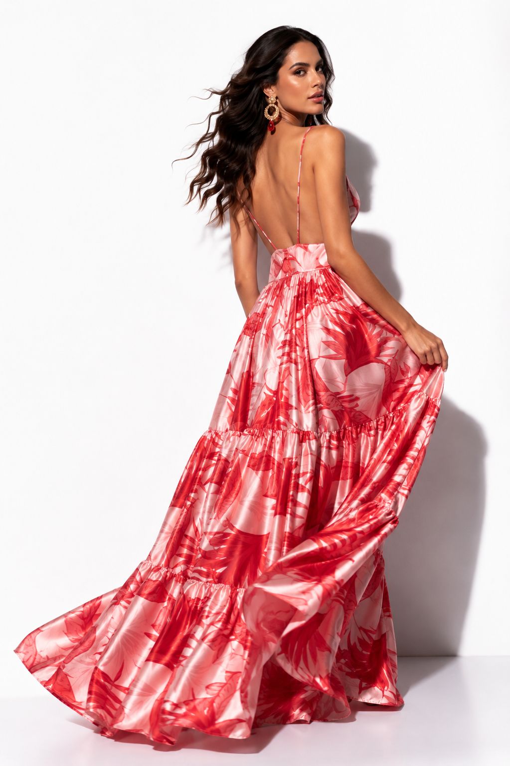 Vestido Rinchi Estampado Flores Rojas