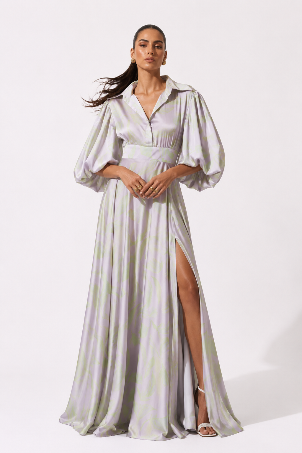 Vestido Ono Estampado Plumitas Lila
